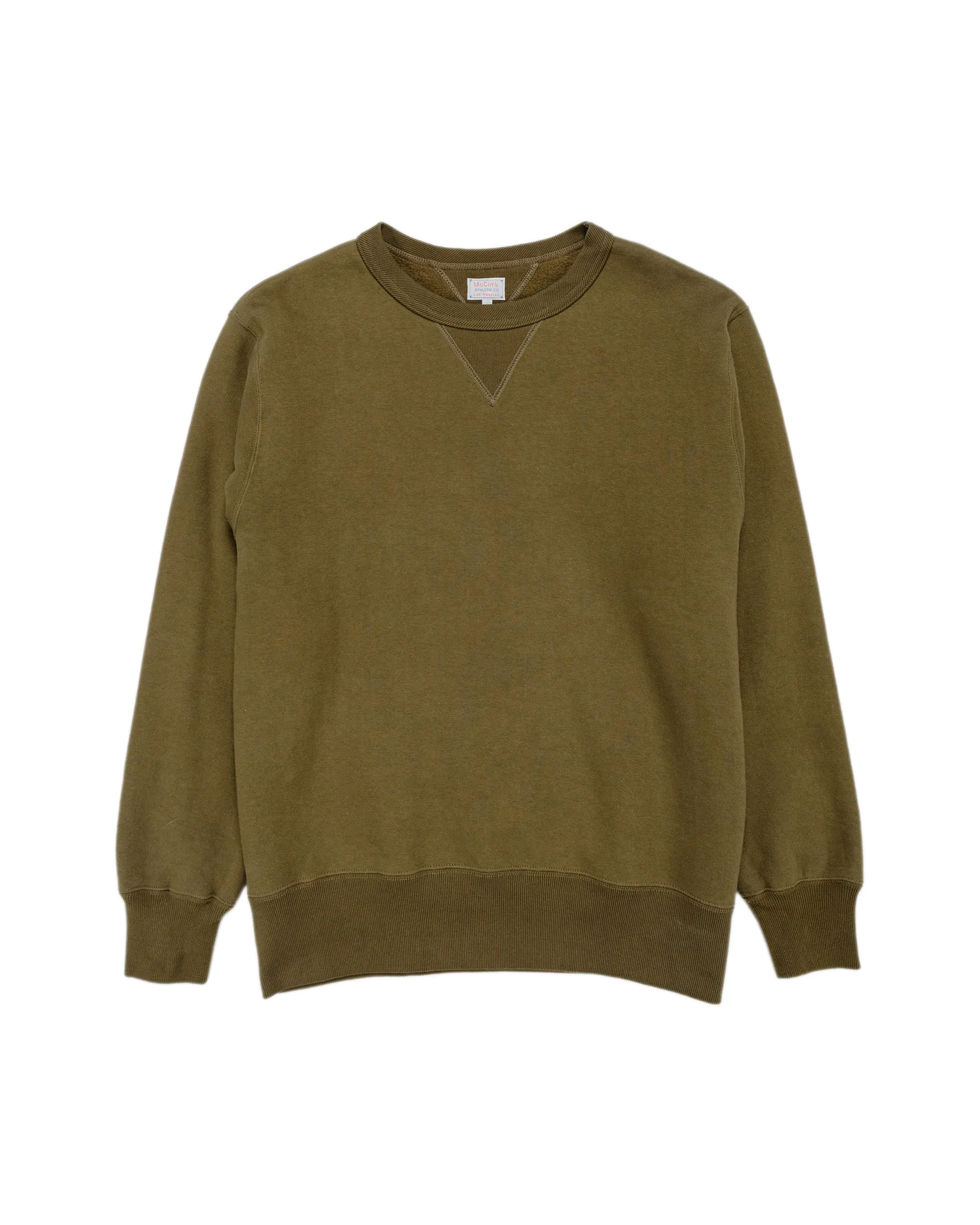 The Real McCoy’s MC24113 10 Oz. Loopwheel Crewneck Sweatshirt Olive sold by Lost & Found