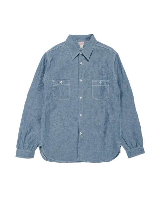 The Real McCoy's MS25104 8HU Chambray Serviceman Work Shirt Light Blue sold by Lost & Found