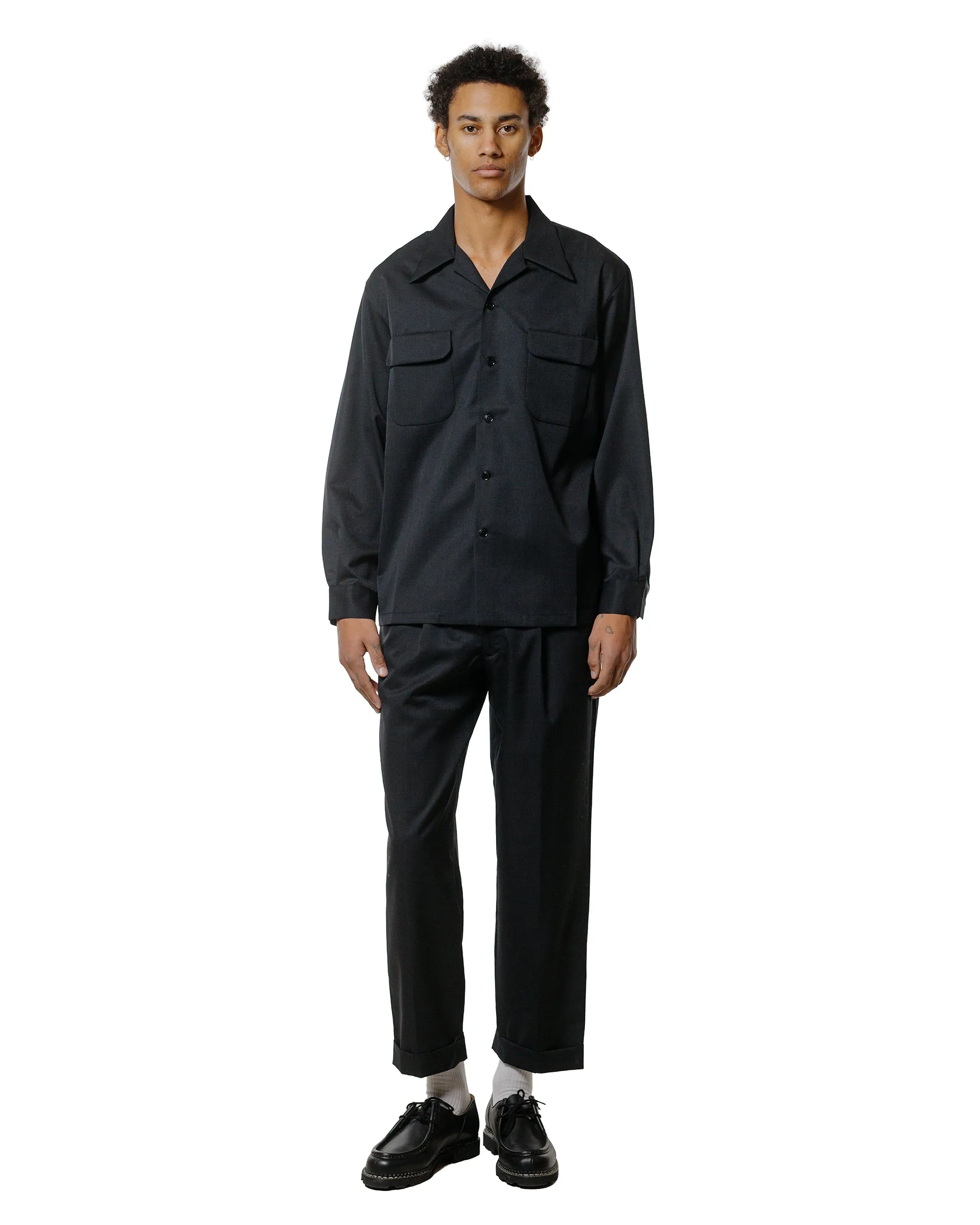 The Real McCoy's MS25110 Open-Collar Wool Shirt Charcoal sold by Lost & Found product image thumbnail 4