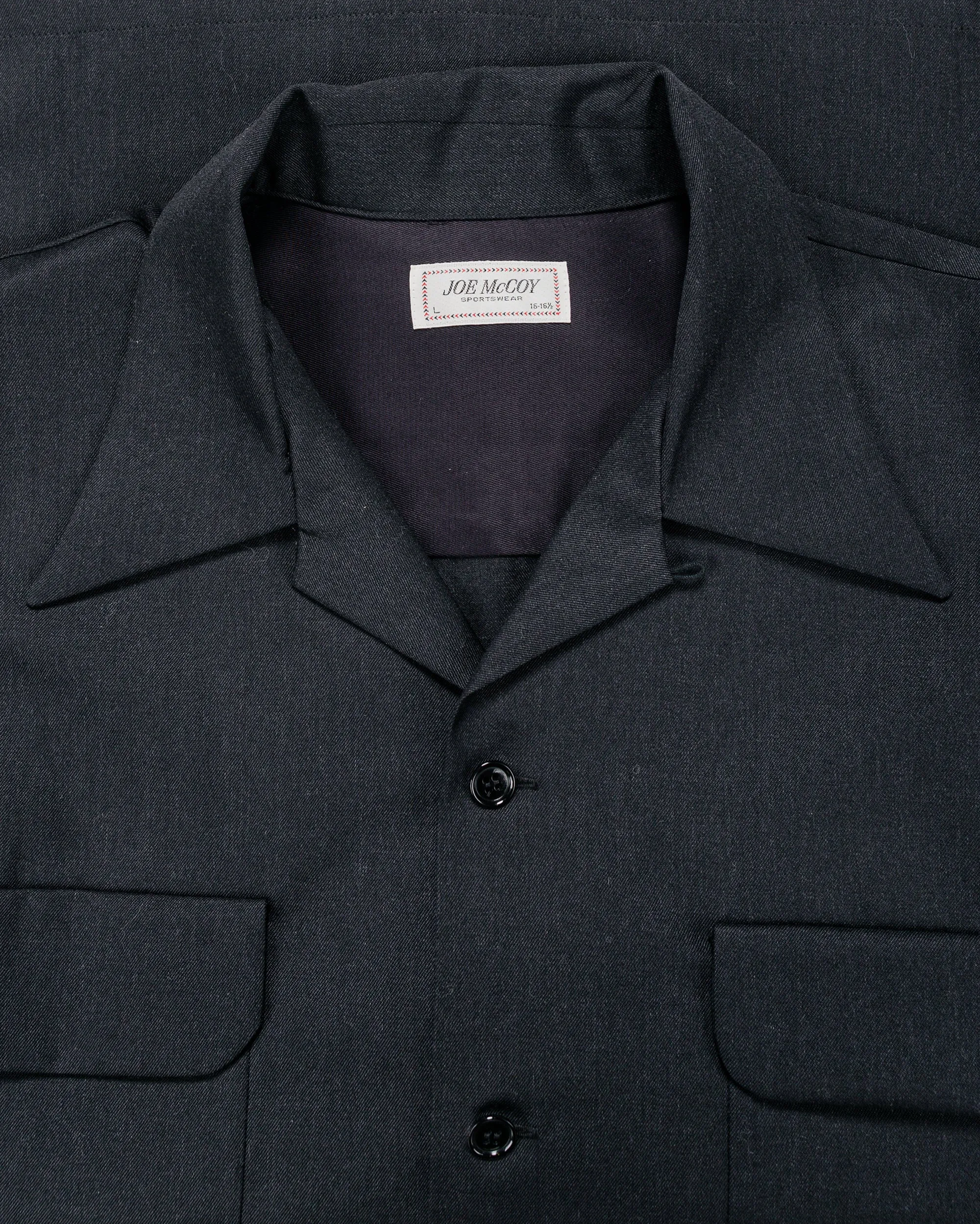The Real McCoy's MS25110 Open-Collar Wool Shirt Charcoal sold by Lost & Found product image thumbnail 5