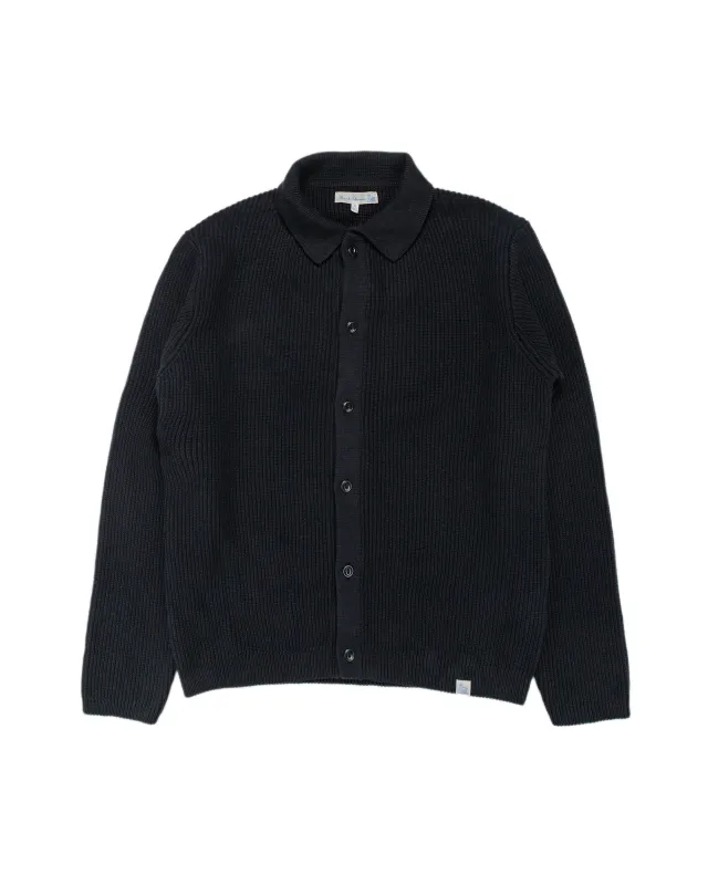 Merz B. Schwanen KNITSHIRT05 Ribbed Knitshirt Deep Black sold by Lost & Found