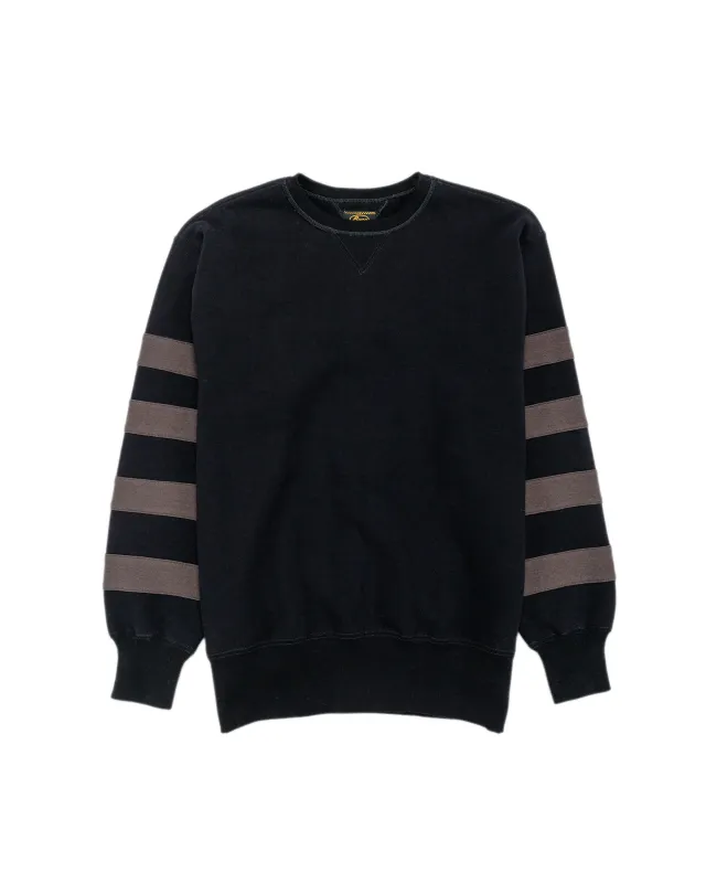 The Real McCoy’s BC25101 Buco Striped-Sleeve Sweatshirt Black Charcoal sold by Lost & Found