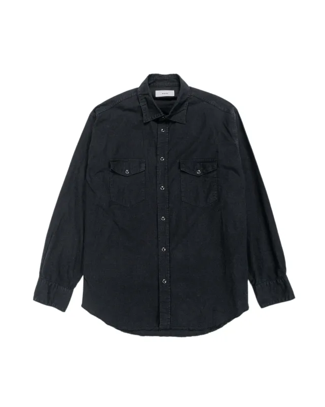 marka Western Shirt Organic Cotton Flannel Black sold by Lost & Found