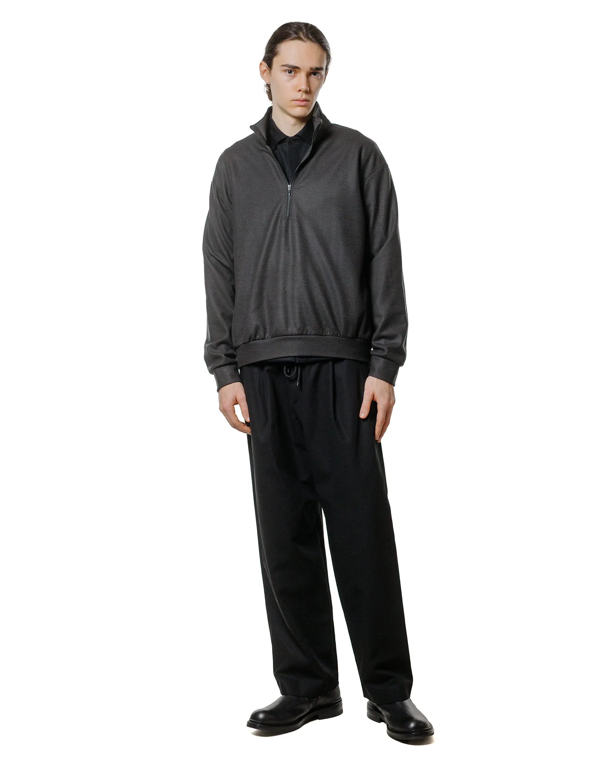 marka Half Zip Stand Collar Super 140s Wool Knit Charcoal sold by Lost & Found product image thumbnail 4