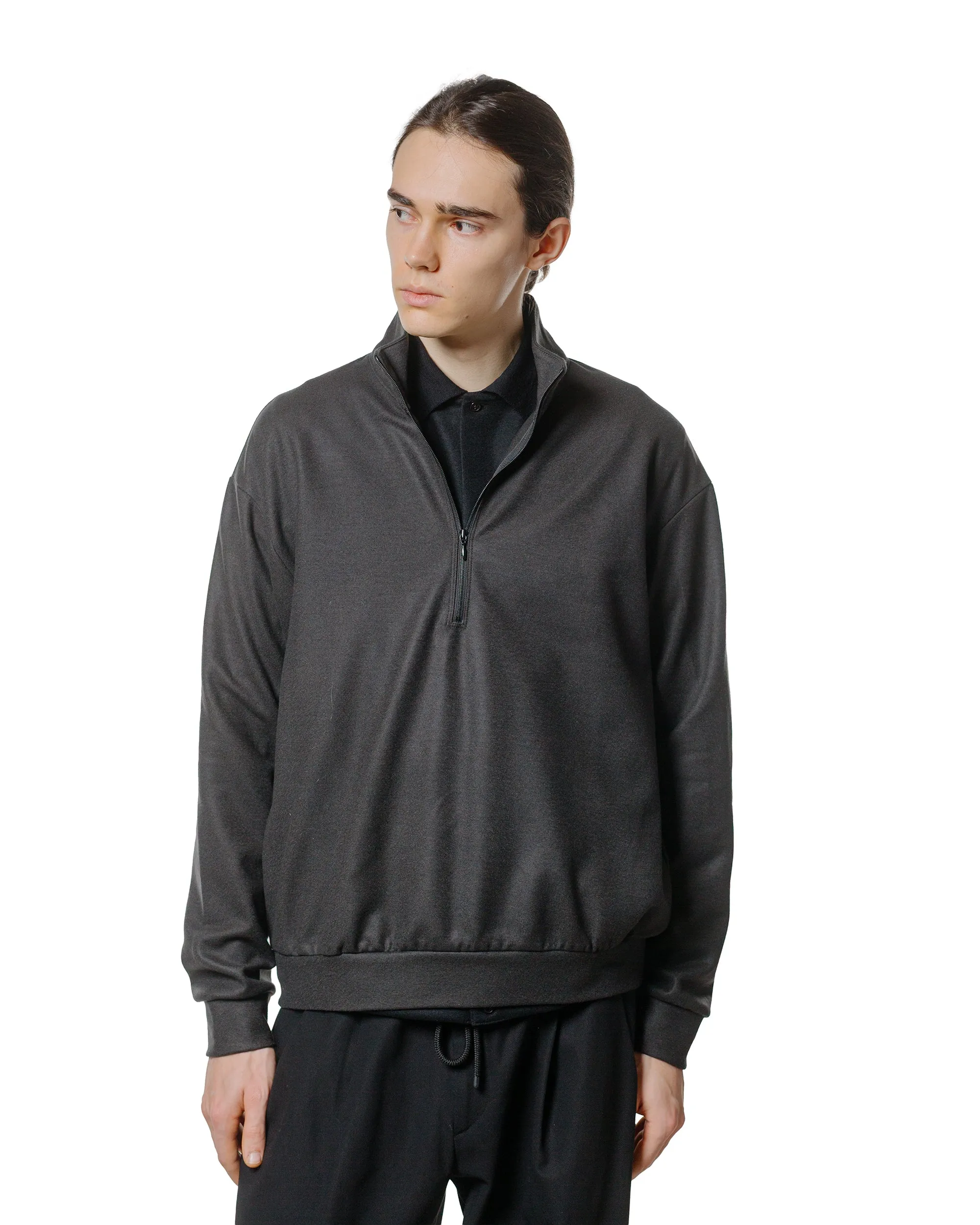 marka Half Zip Stand Collar Super 140s Wool Knit Charcoal sold by Lost & Found product image thumbnail 2