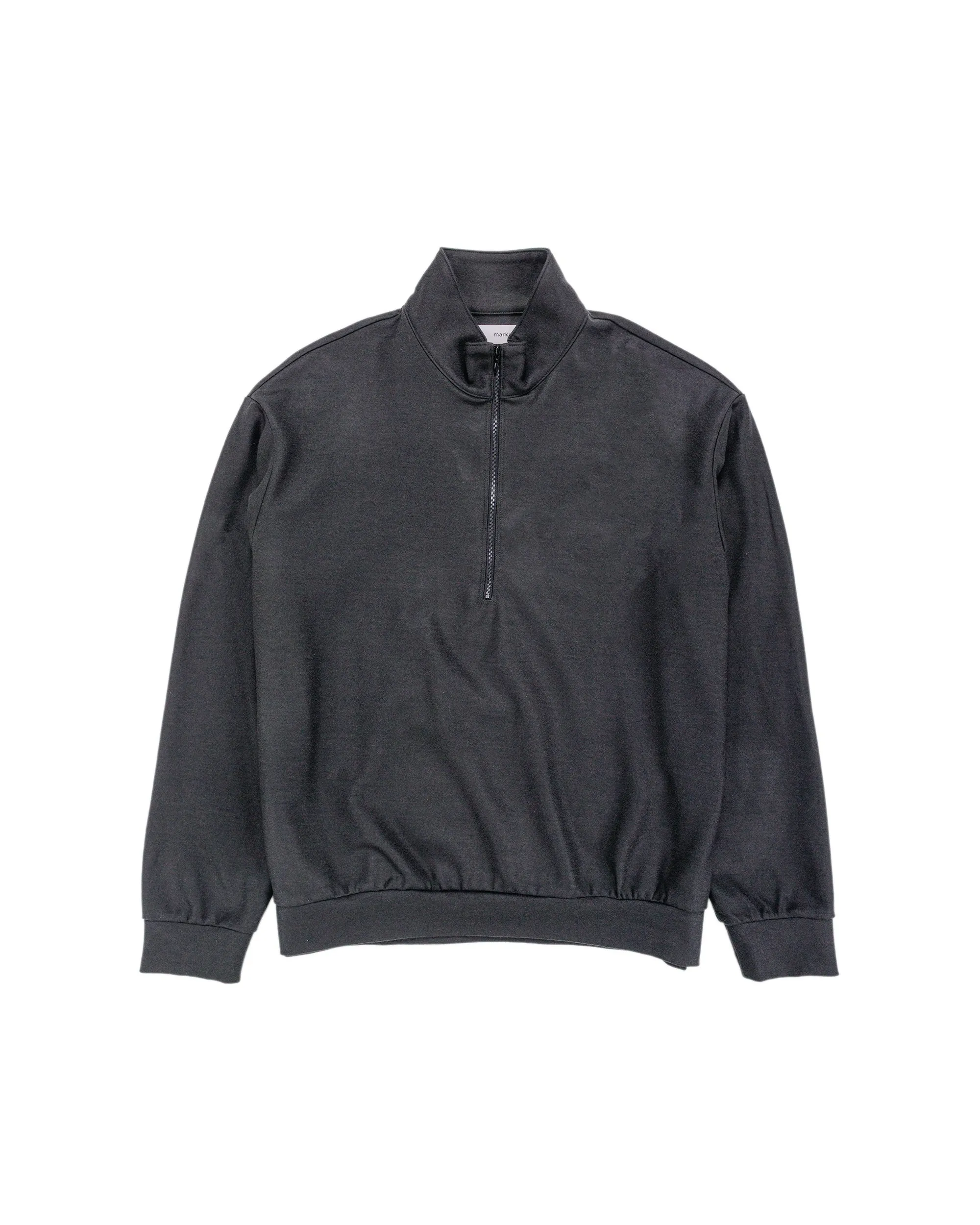 marka Half Zip Stand Collar Super 140s Wool Knit Charcoal sold by Lost & Found