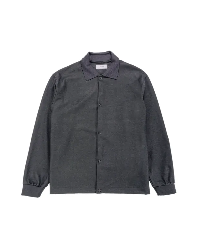 marka Shirt Cardigan Super 140s Wool Knit Charcoal made by MARKAWARE