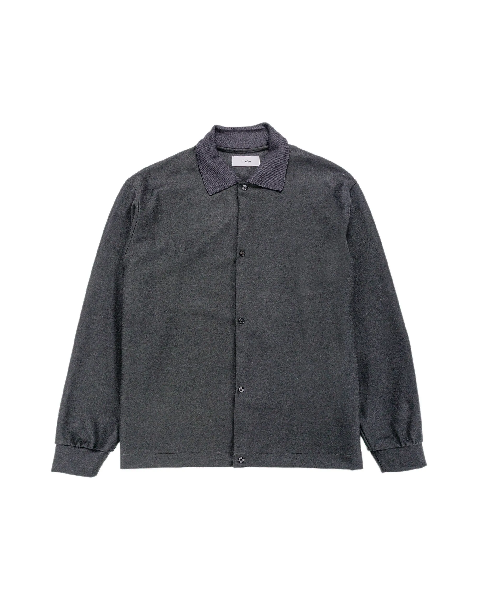 marka Shirt Cardigan Super 140s Wool Knit Charcoal sold by Lost & Found
