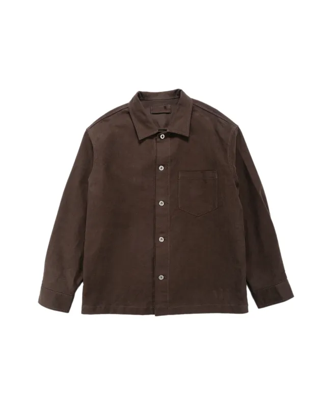 James Coward Travail Shirt Dark Brown Cotton Moleskin sold by Lost & Found