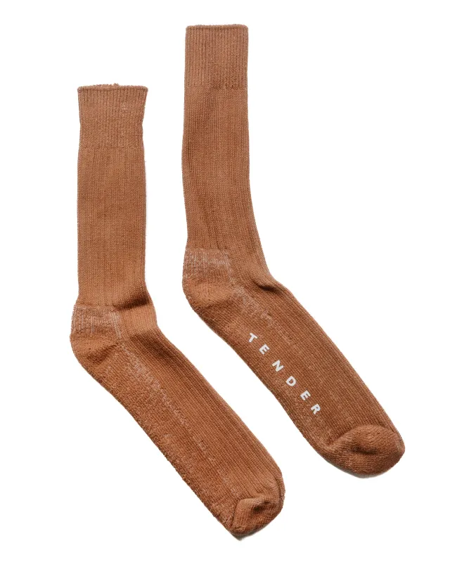 Tender Rib Calf Socks Cotton Burnt Sienna Dyed sold by Lost & Found