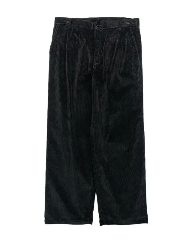 The Real McCoy's MP25105 Double-Pleat Corduroy Trousers Black sold by Lost & Found