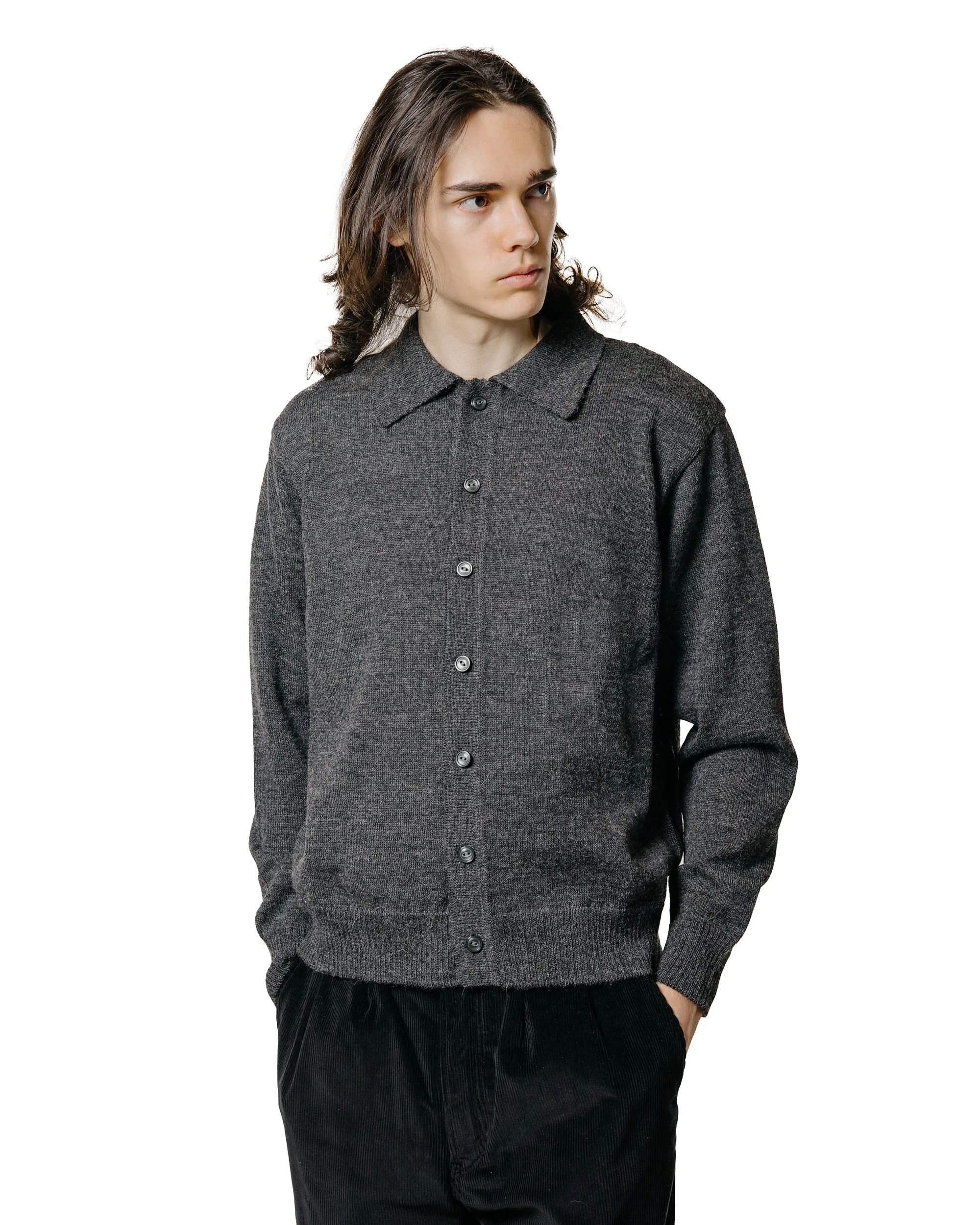 The Real McCoy's MC25111 Alpaca Collar Knit Cardigan Charcoal sold by Lost & Found product image thumbnail 2