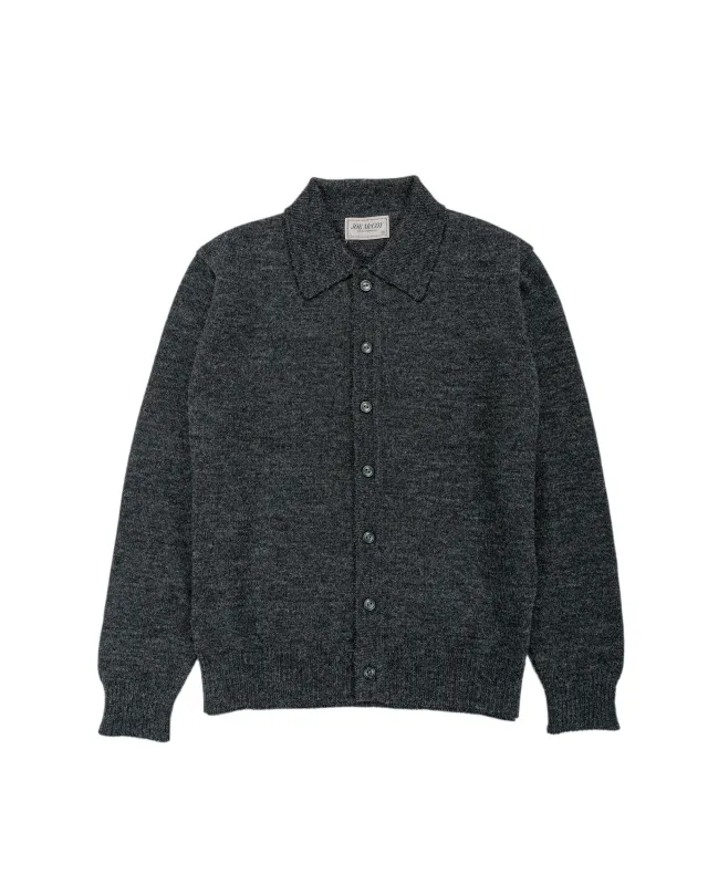 The Real McCoy's MC25111 Alpaca Collar Knit Cardigan Charcoal sold by Lost & Found