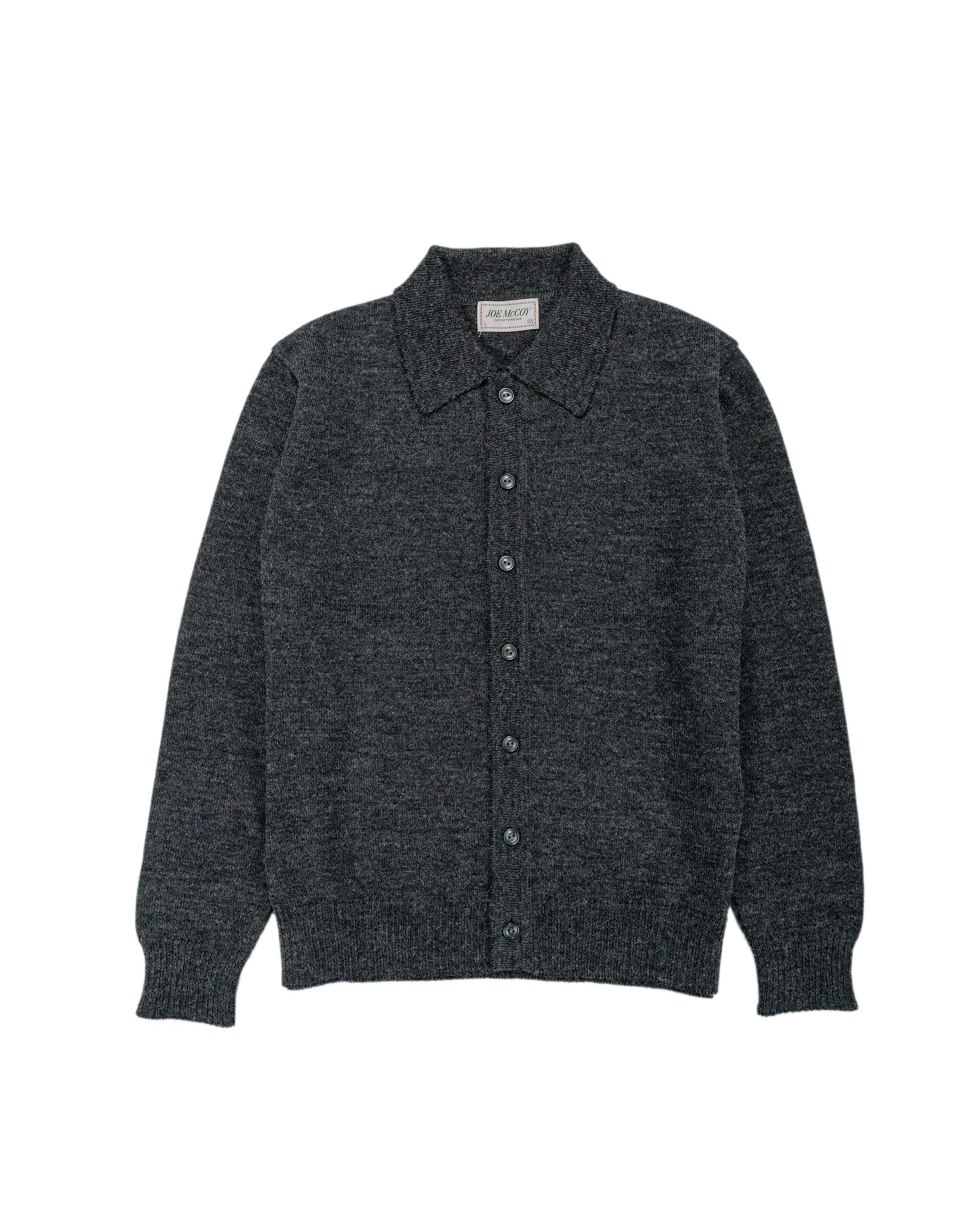The Real McCoy's MC25111 Alpaca Collar Knit Cardigan Charcoal sold by Lost & Found