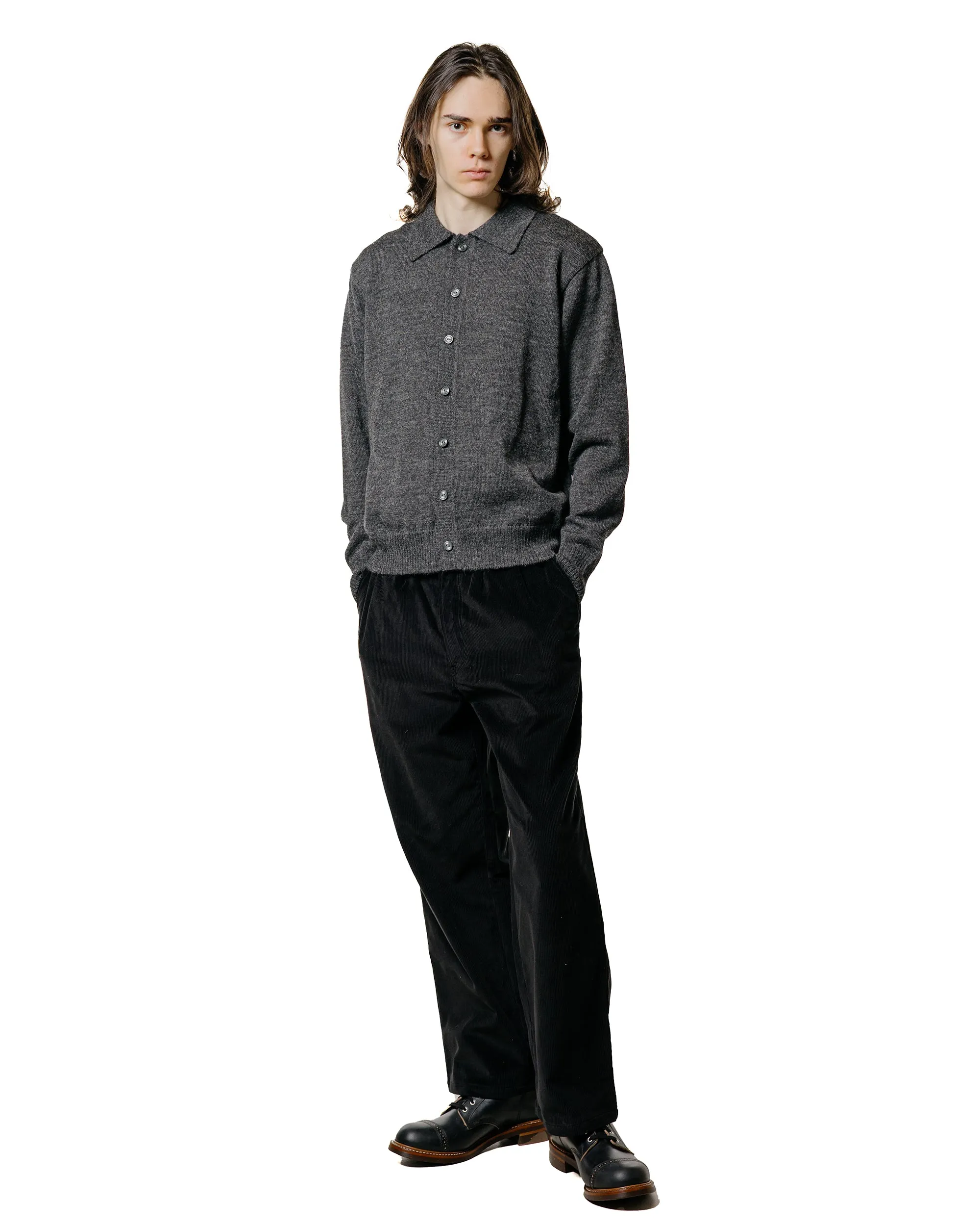 The Real McCoy's MC25111 Alpaca Collar Knit Cardigan Charcoal sold by Lost & Found product image thumbnail 4