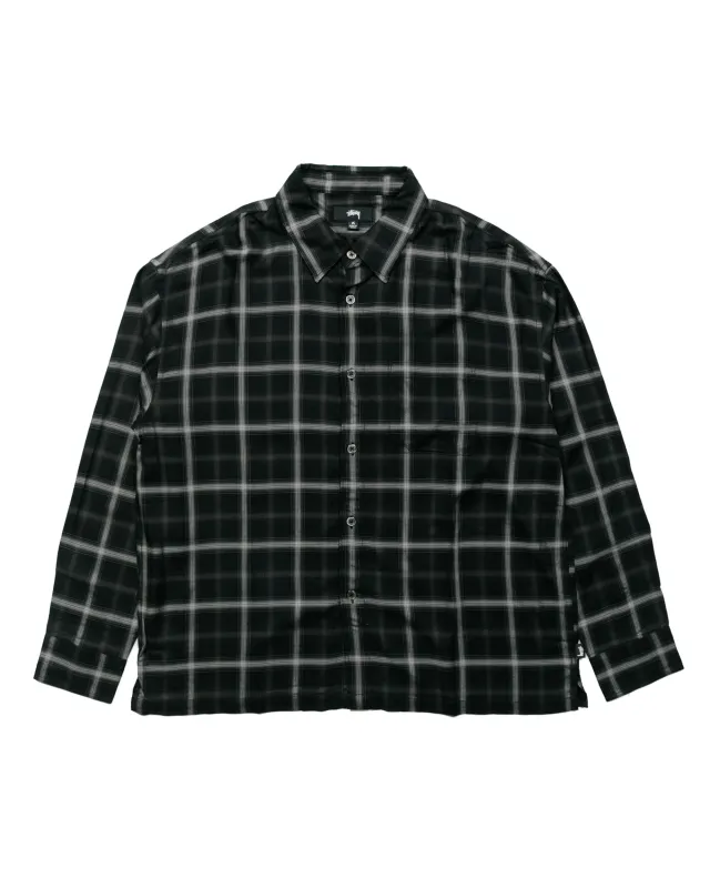 Stüssy Shadow Plaid Rayon Shirt Black sold by Lost & Found