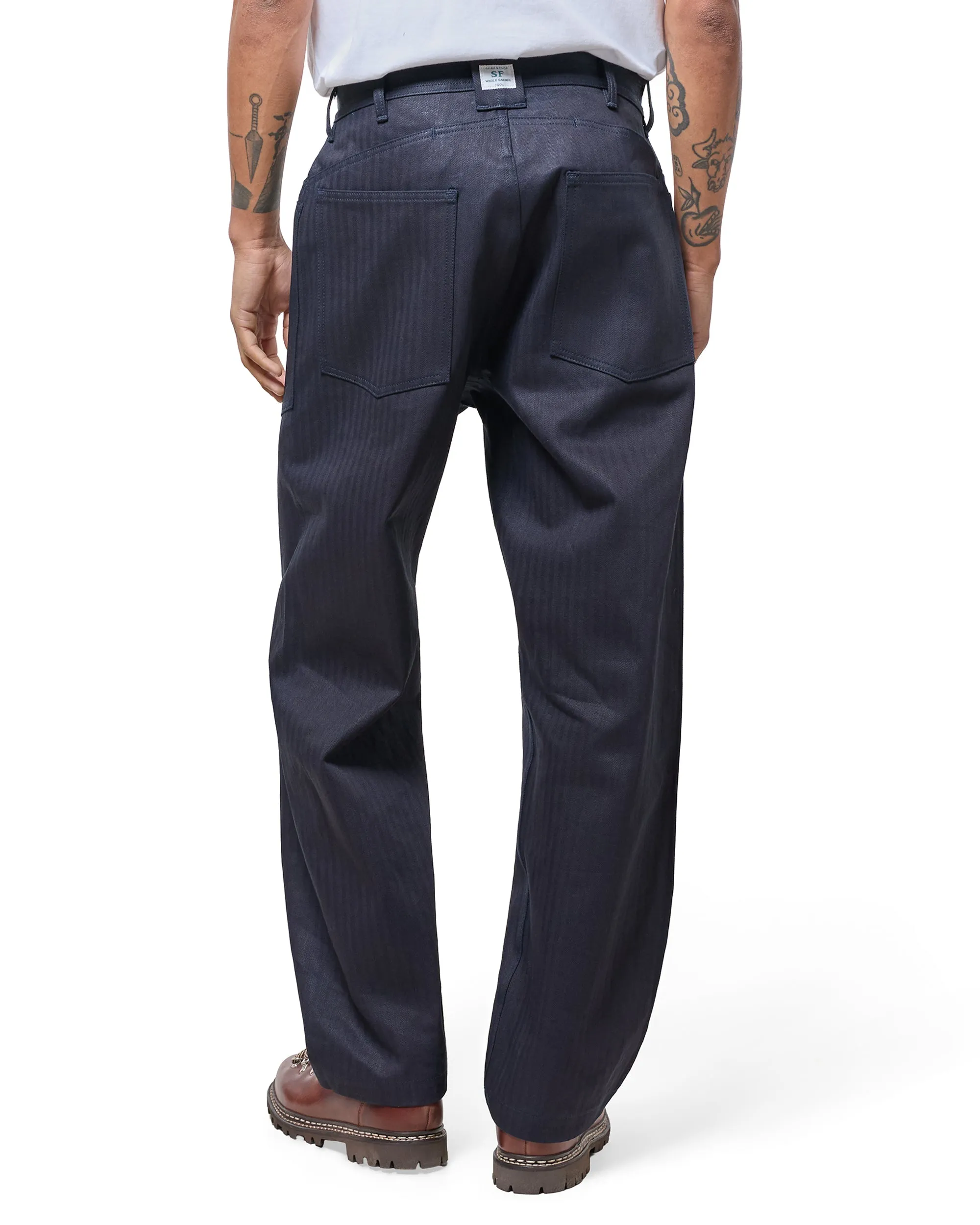 Sassafras D Scoop Pants Herringbone Indigo/Black sold by Lost & Found product image thumbnail 3