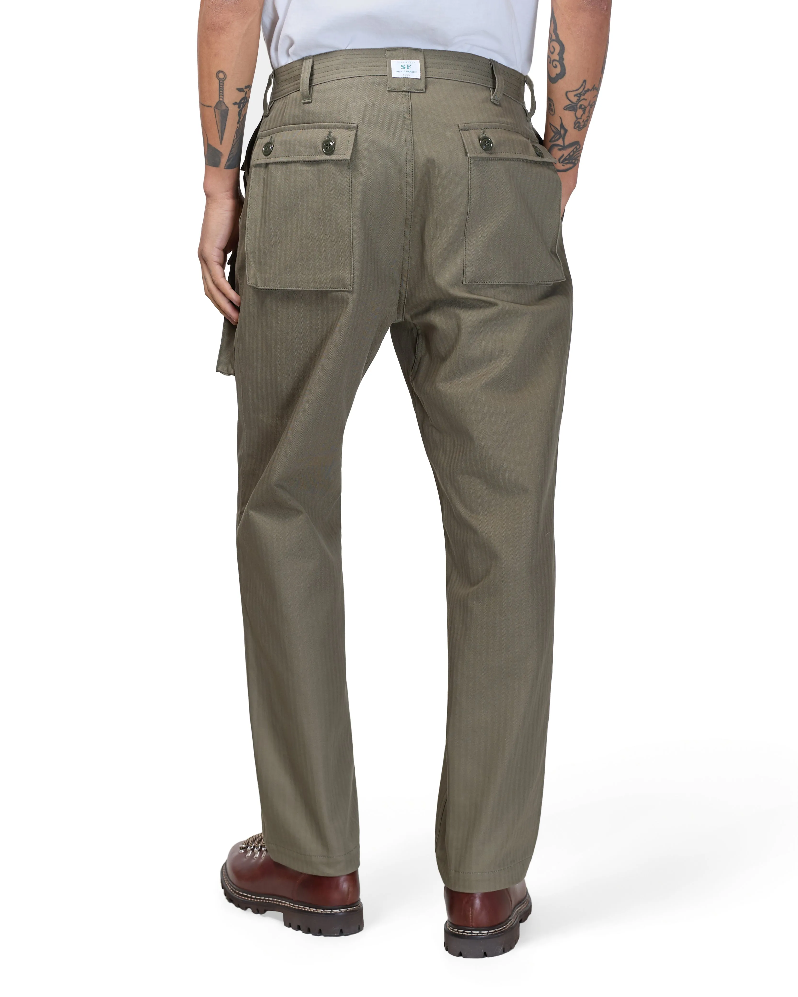 Sassafras G.D.U. Pants Herringbone Twill Olive sold by Lost & Found product image thumbnail 3