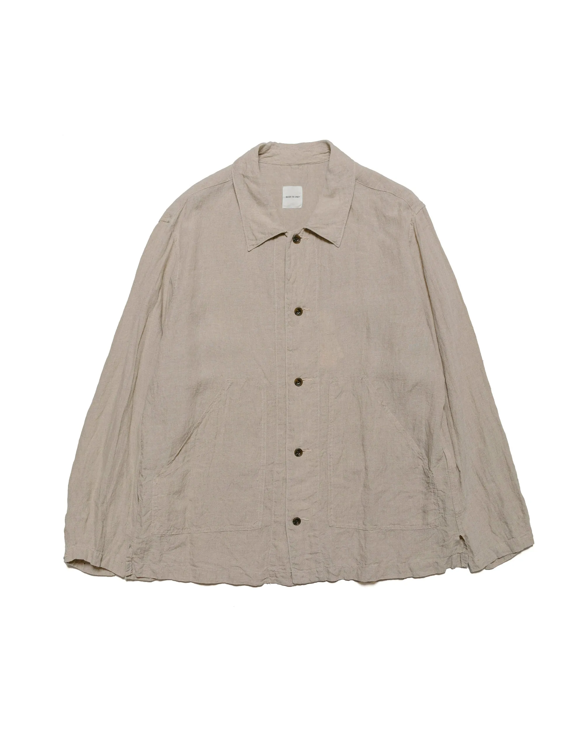 Sage de Cret Organic Linen Shirt Jacket Natural sold by Lost & Found