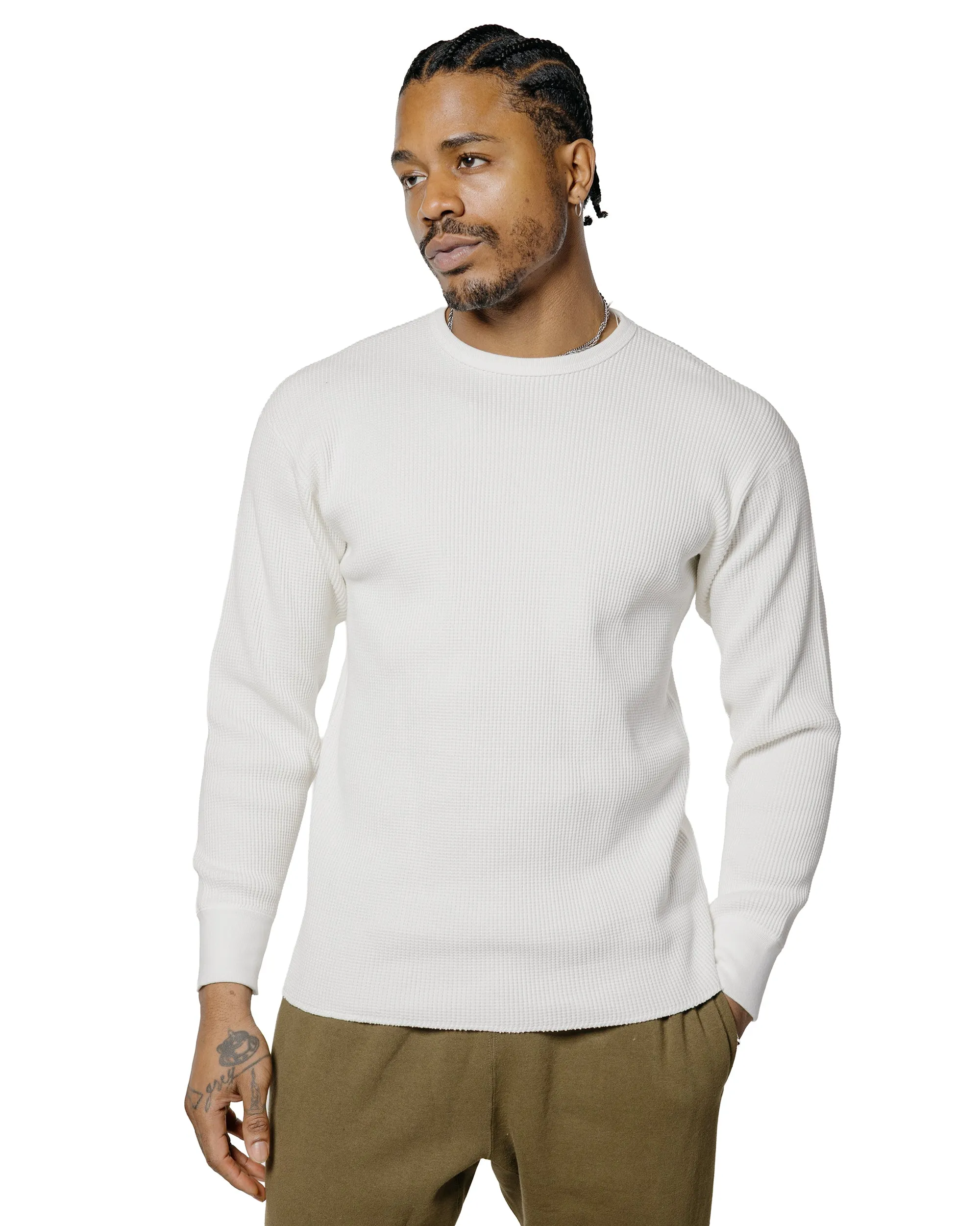 The Real McCoy's MC25103 Ball Park Waffle Thermal Shirt L/S Tee White sold by Lost & Found product image thumbnail 2