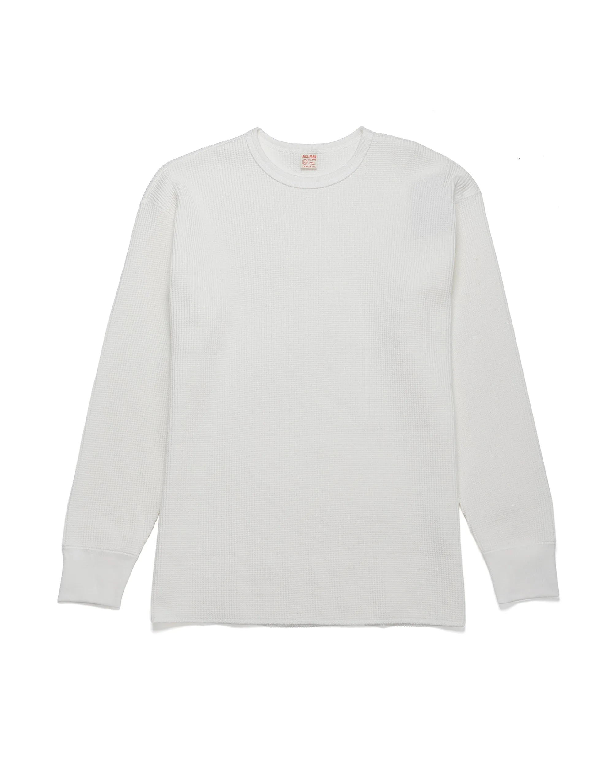 The Real McCoy's MC25103 Ball Park Waffle Thermal Shirt L/S Tee White sold by Lost & Found