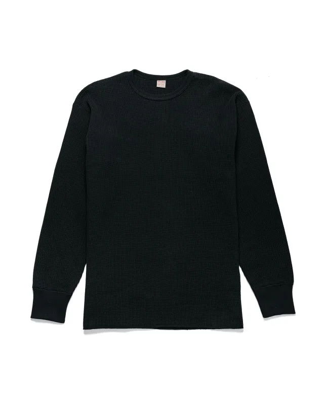 The Real McCoy's MC25103 Ball Park Waffle Thermal Shirt L/S Tee Black sold by Lost & Found