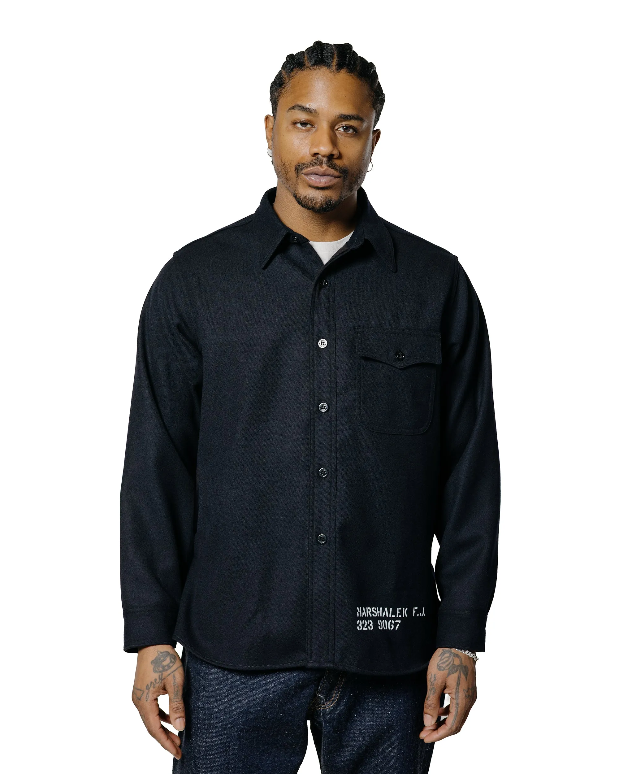 The Real McCoy's MS25102 U.S.N. Wool Blue Flannel Shirt / U.S.S. Brooklyn Navy sold by Lost & Found product image thumbnail 2