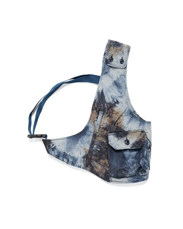 Engineered Garments Shoulder Vest Navy Nylon Tie Dye Print Ripstop sold by Lost & Found