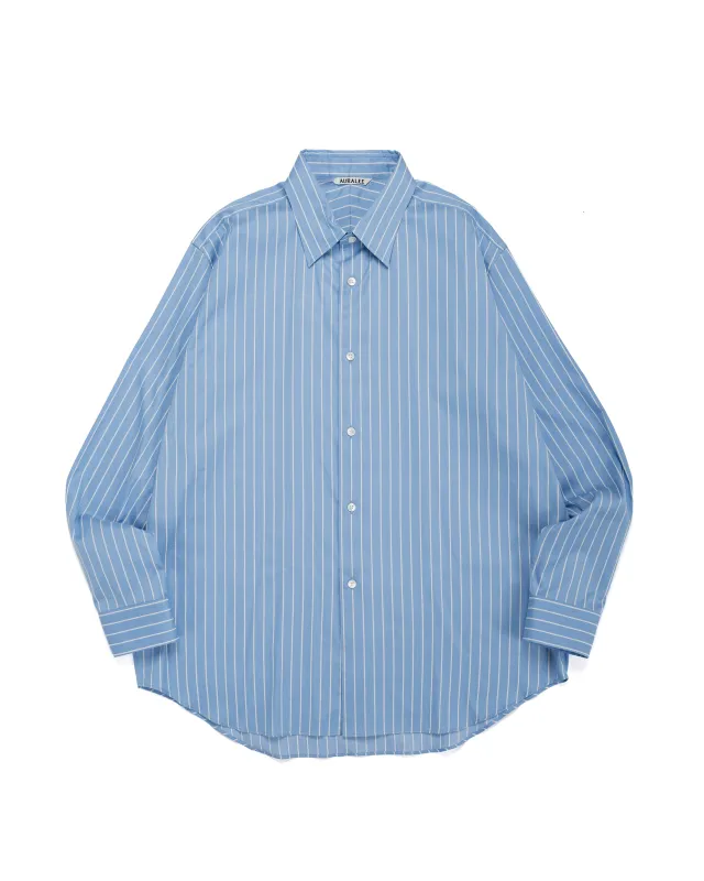 Auralee Cotton Silk Stripe Shirt Sax Blue Stripe sold by Lost & Found