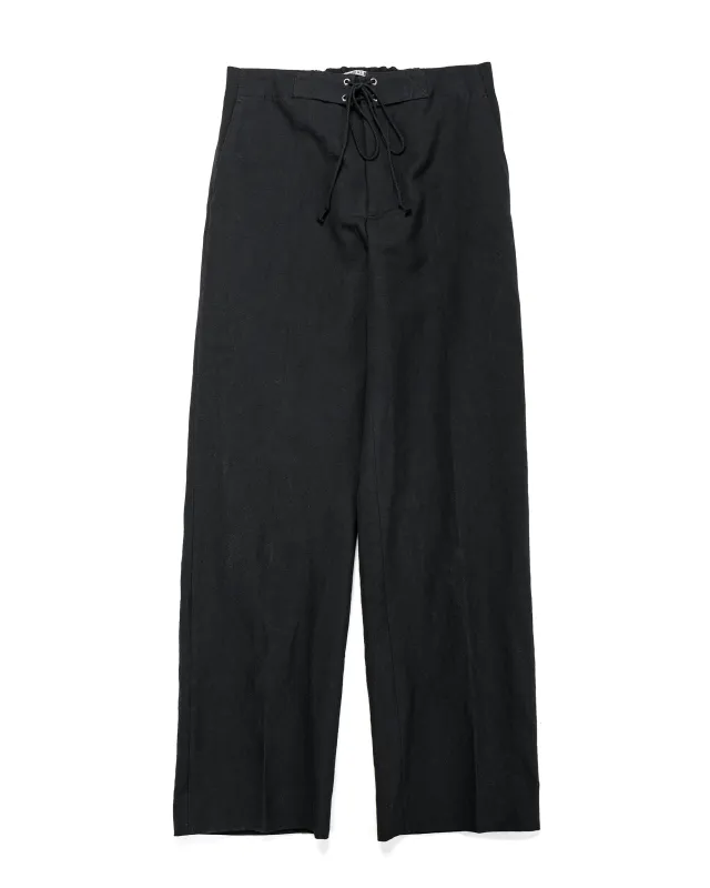 Auralee Wool Cotton Linen Ox Drawstring Pants Black sold by Lost & Found
