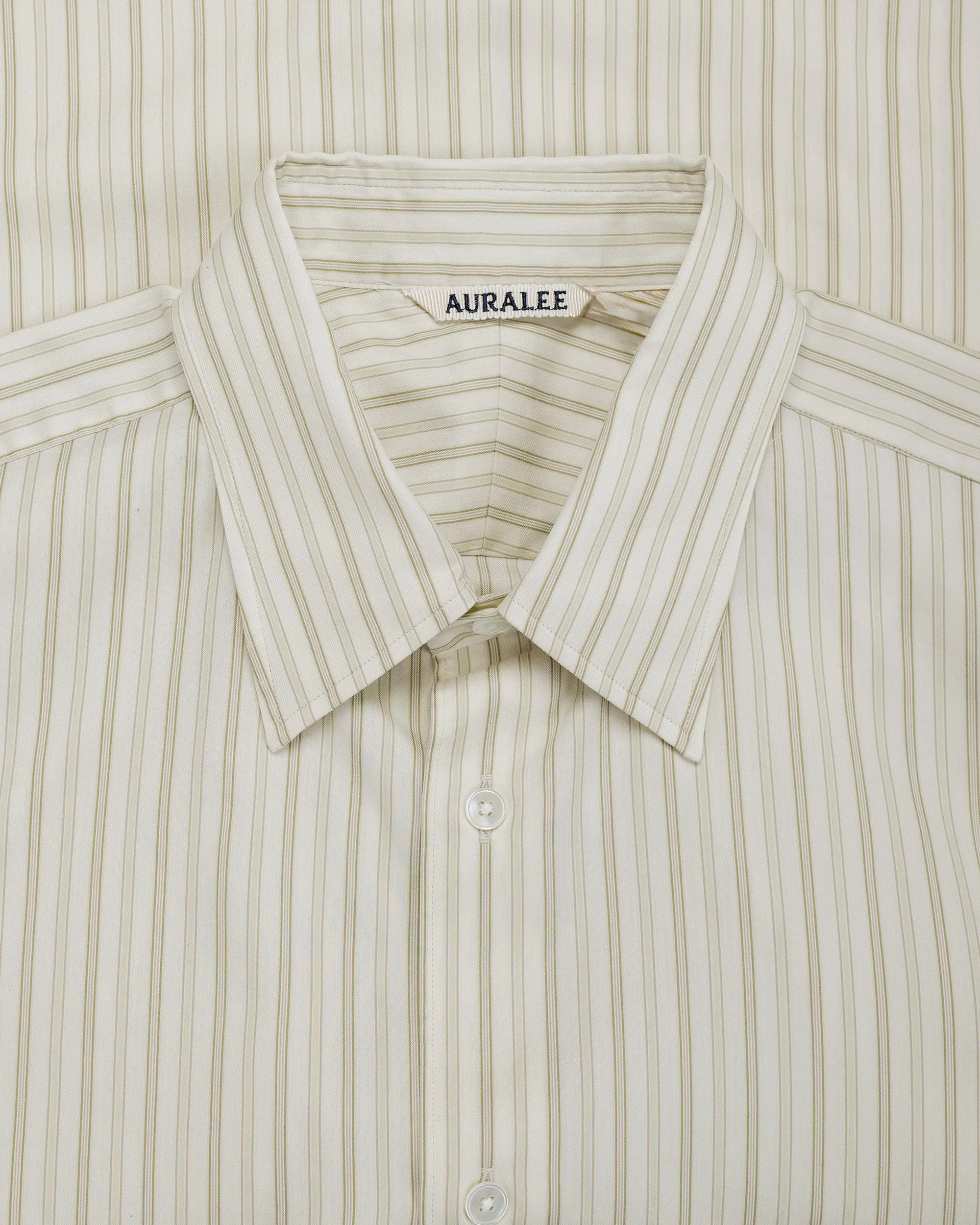 Auralee Cotton Silk Stripe Shirt Ivory Stripe sold by Lost & Found product image thumbnail 5