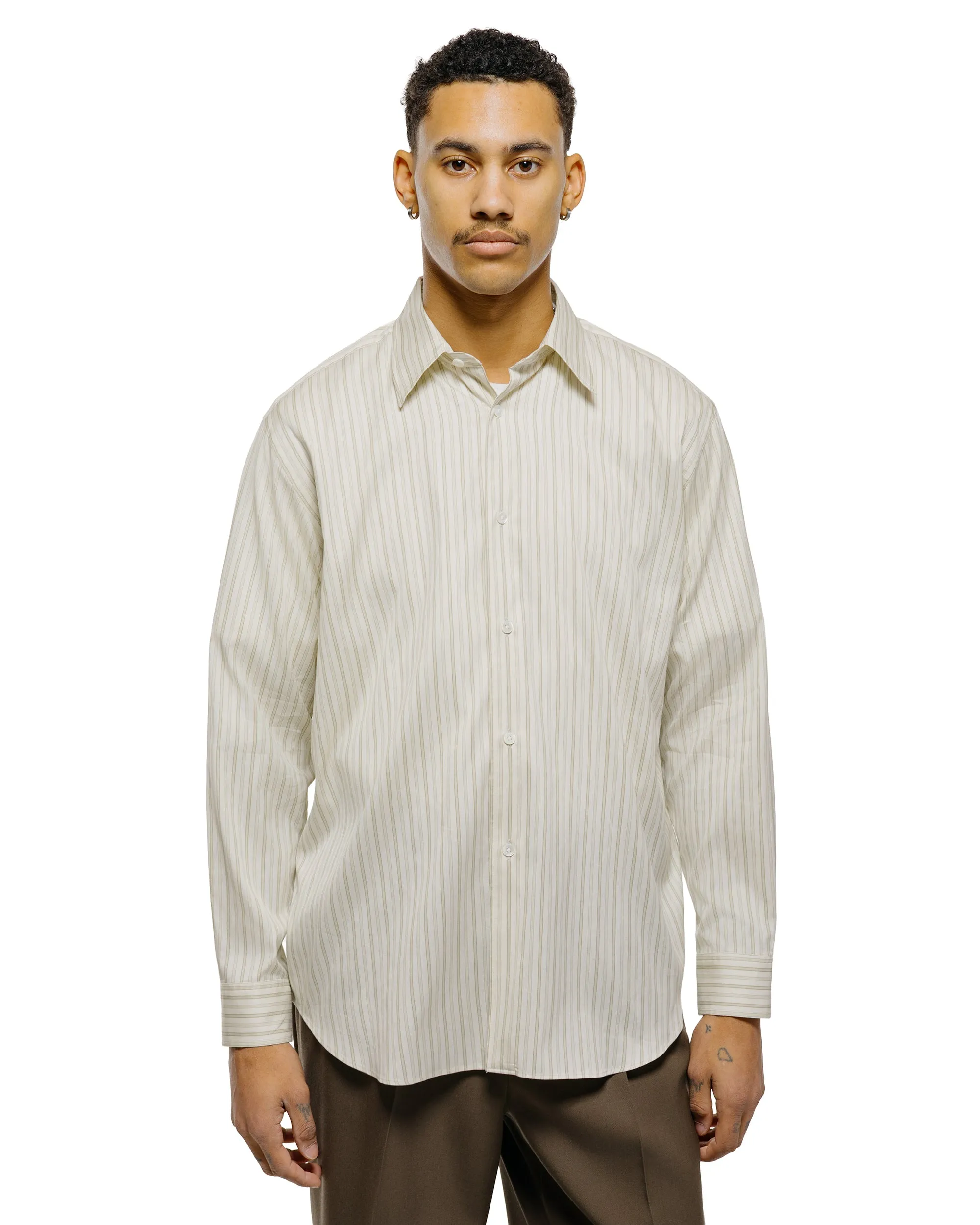 Auralee Cotton Silk Stripe Shirt Ivory Stripe sold by Lost & Found product image thumbnail 2