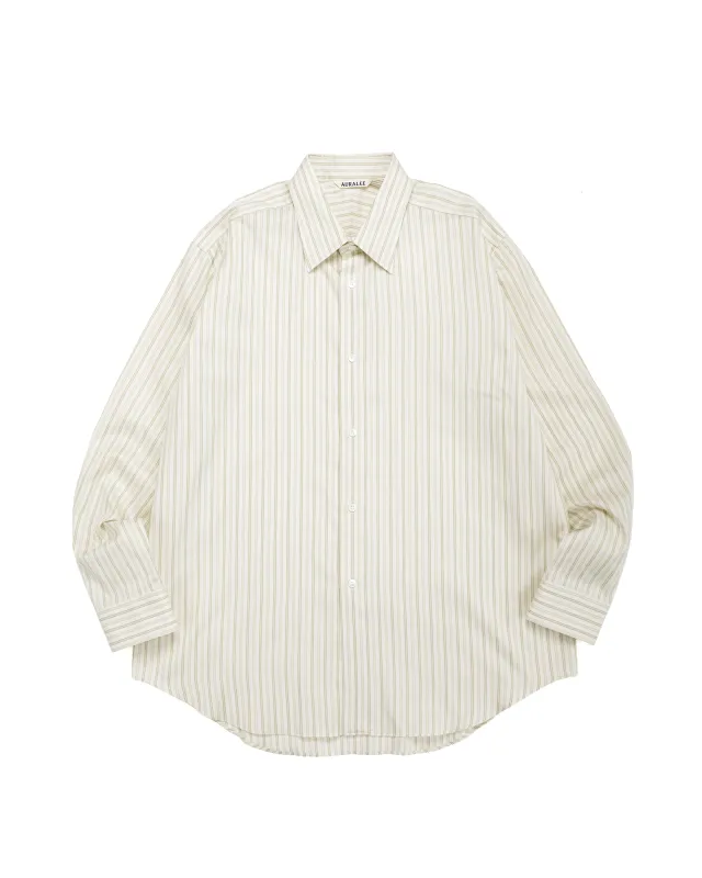 Auralee Cotton Silk Stripe Shirt Ivory Stripe made by Auralee
