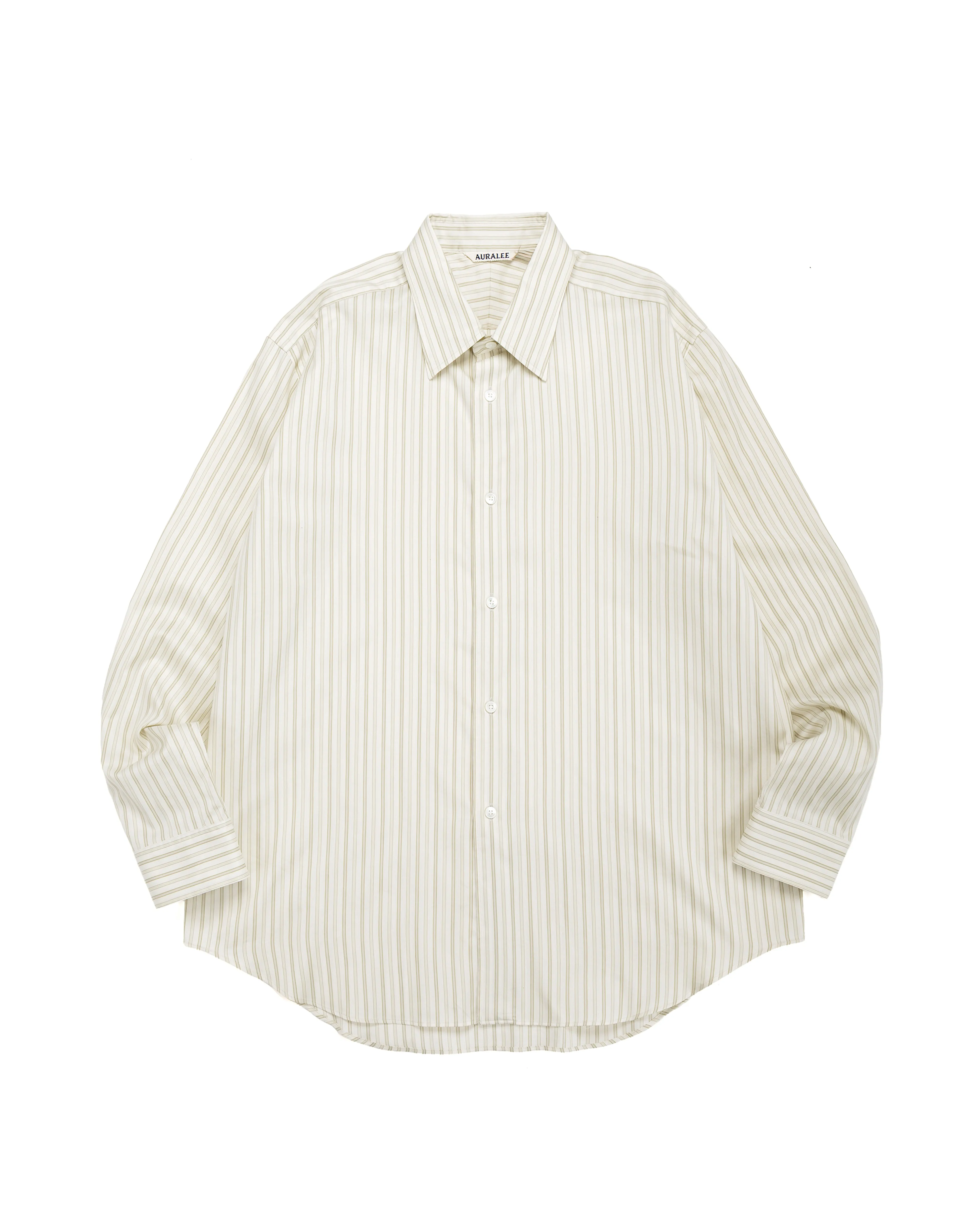 Auralee Cotton Silk Stripe Shirt Ivory Stripe sold by Lost & Found