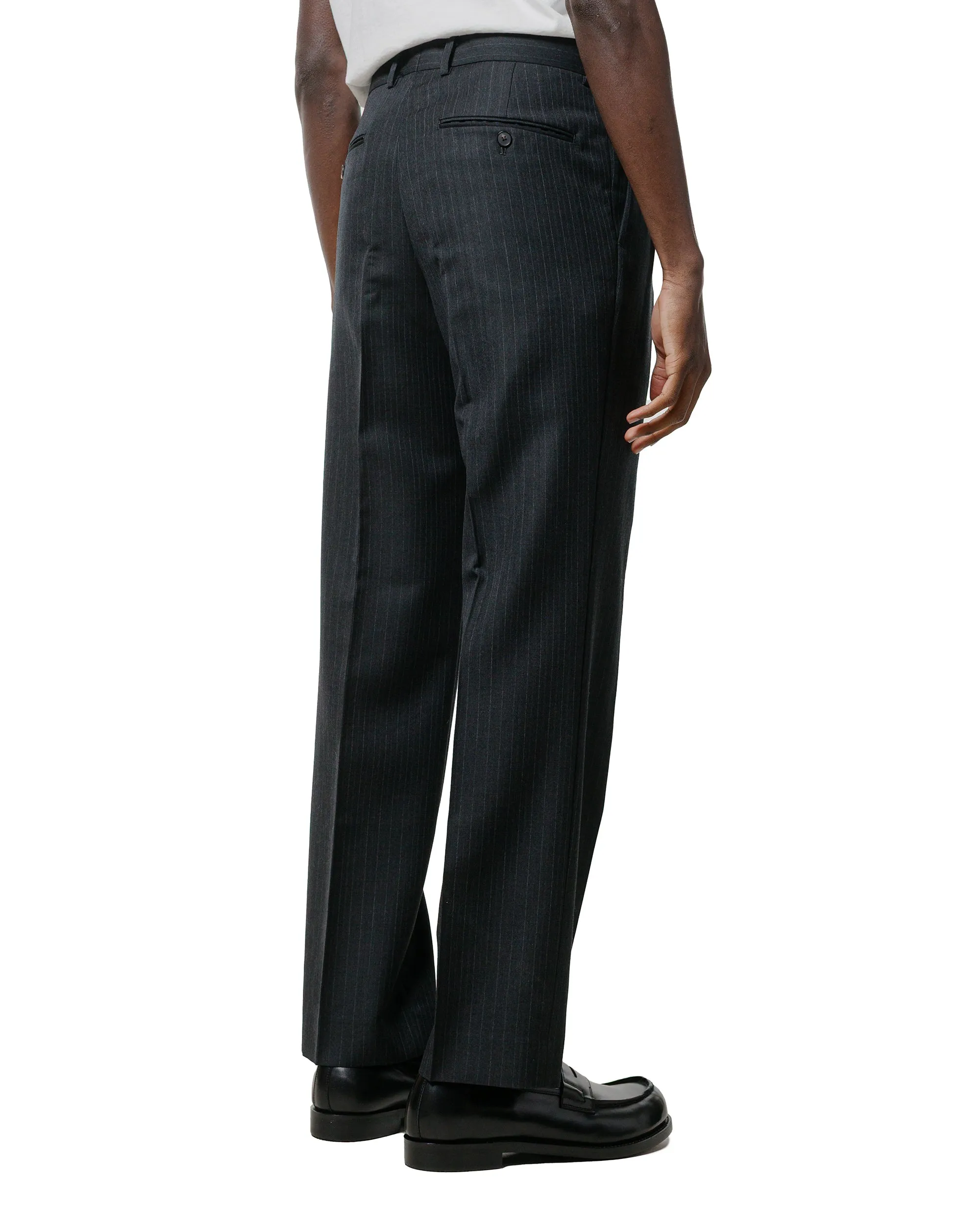 Auralee Bluefaced Wool Two-Tuck Slacks Charcoal Navy Stripe sold by Lost & Found product image thumbnail 3