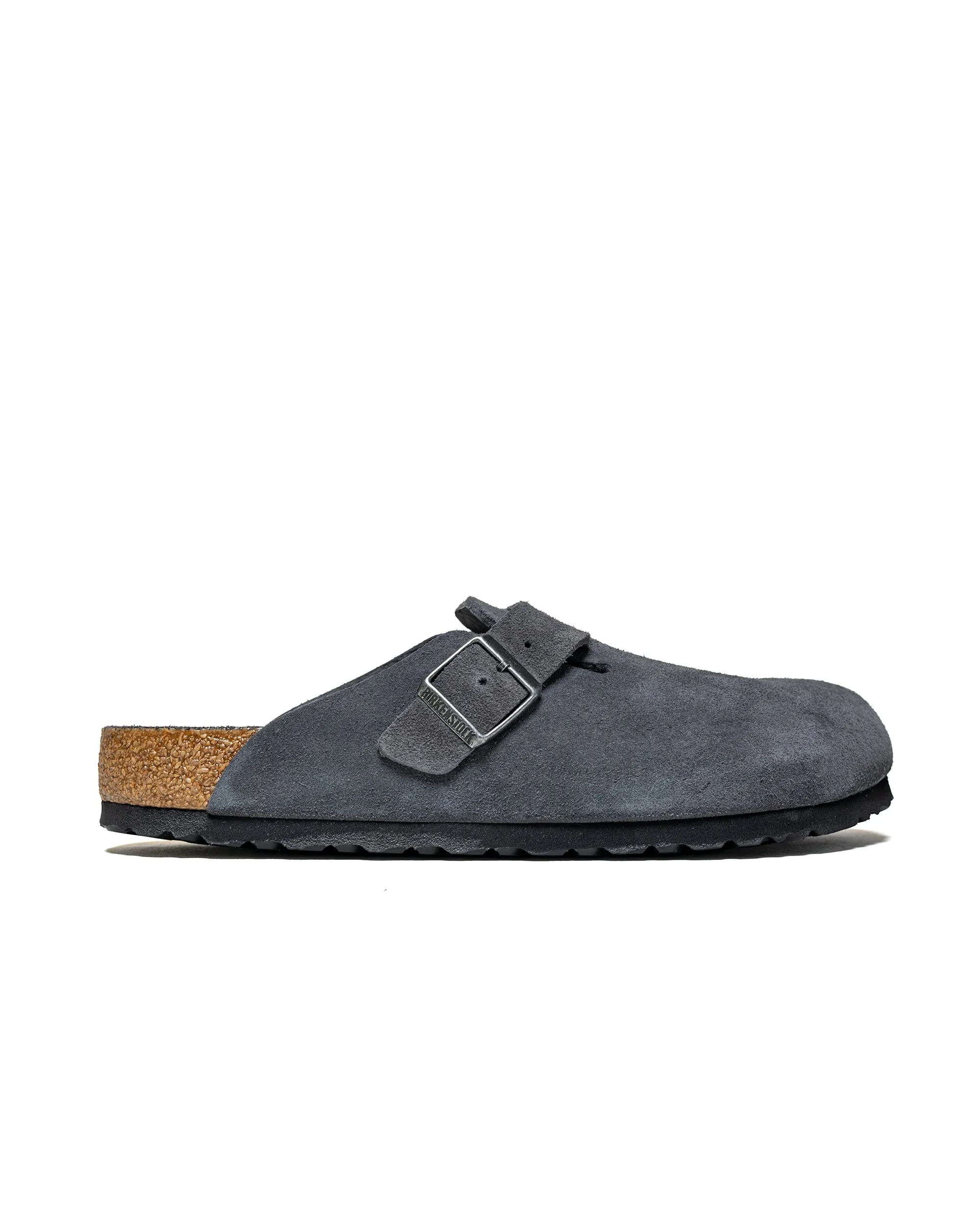 Birkenstock Boston Charcoal Suede sold by Lost & Found