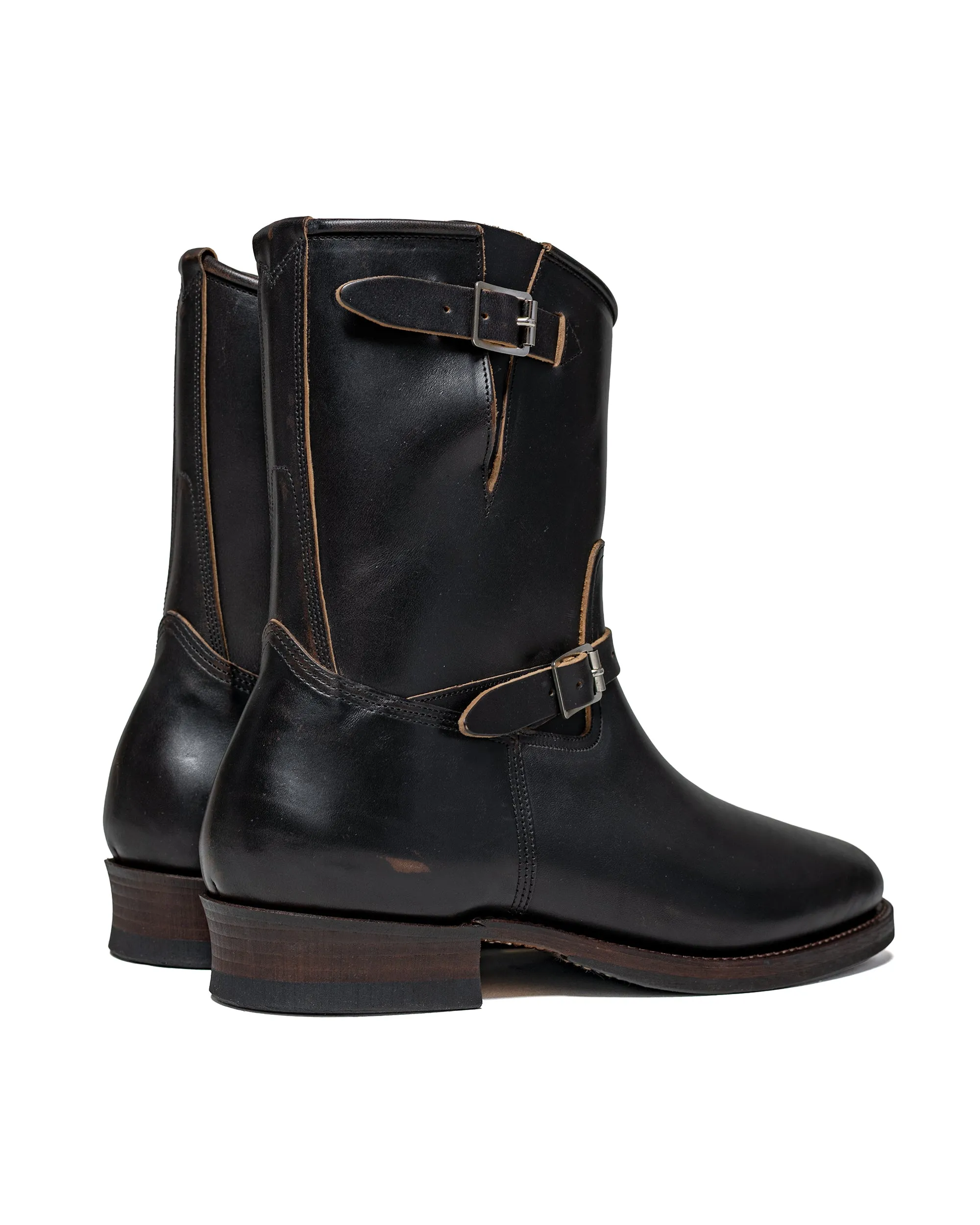 Old Joe 'The Engineer' Artisan Leather Engineer Boots Black Brown Horse Butt sold by Lost & Found product image thumbnail 4