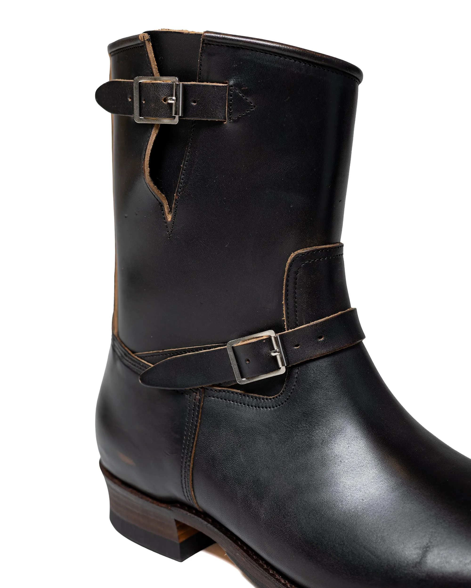 Old Joe 'The Engineer' Artisan Leather Engineer Boots Black Brown Horse Butt sold by Lost & Found product image thumbnail 3