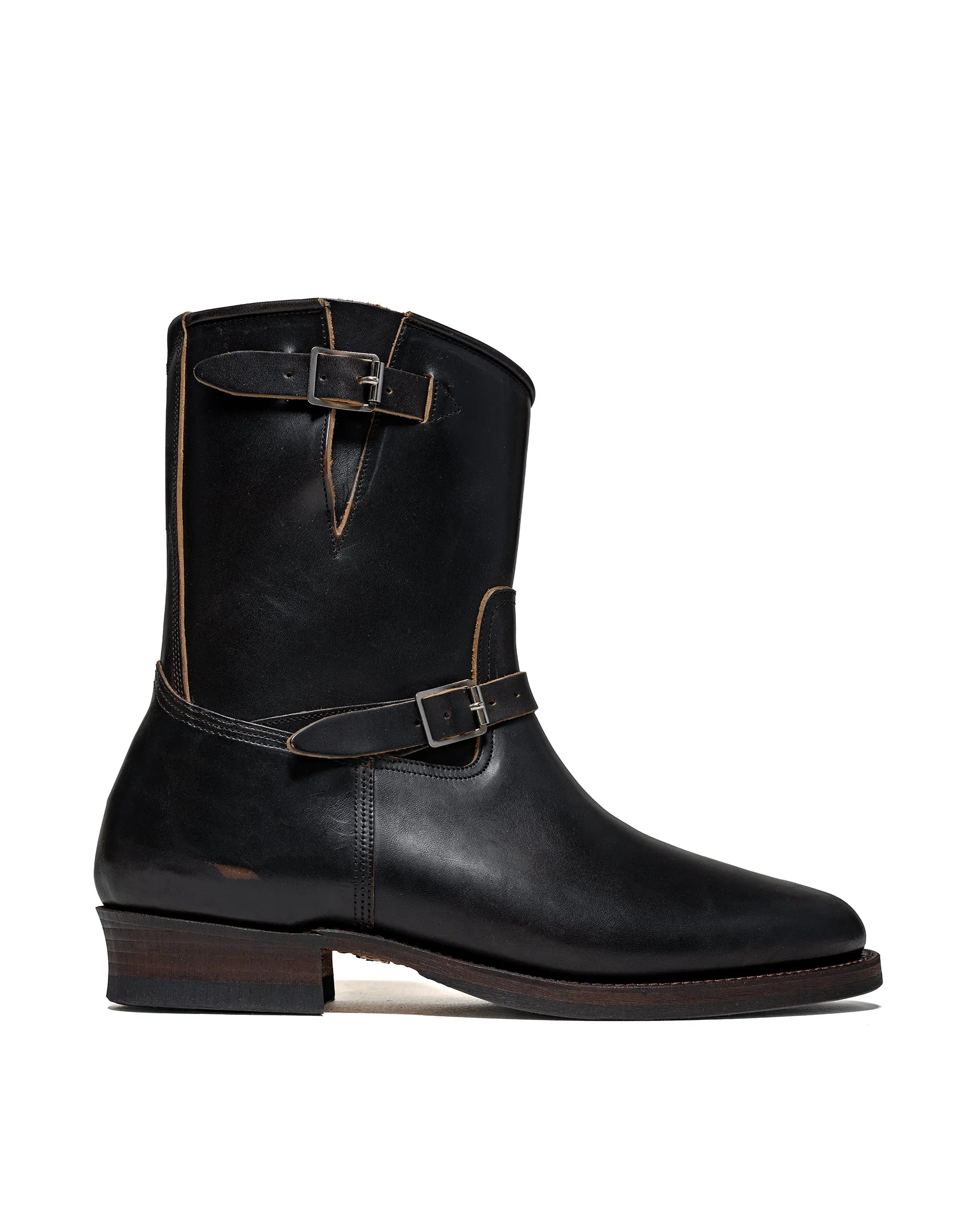 Old Joe 'The Engineer' Artisan Leather Engineer Boots Black Brown Horse Butt sold by Lost & Found