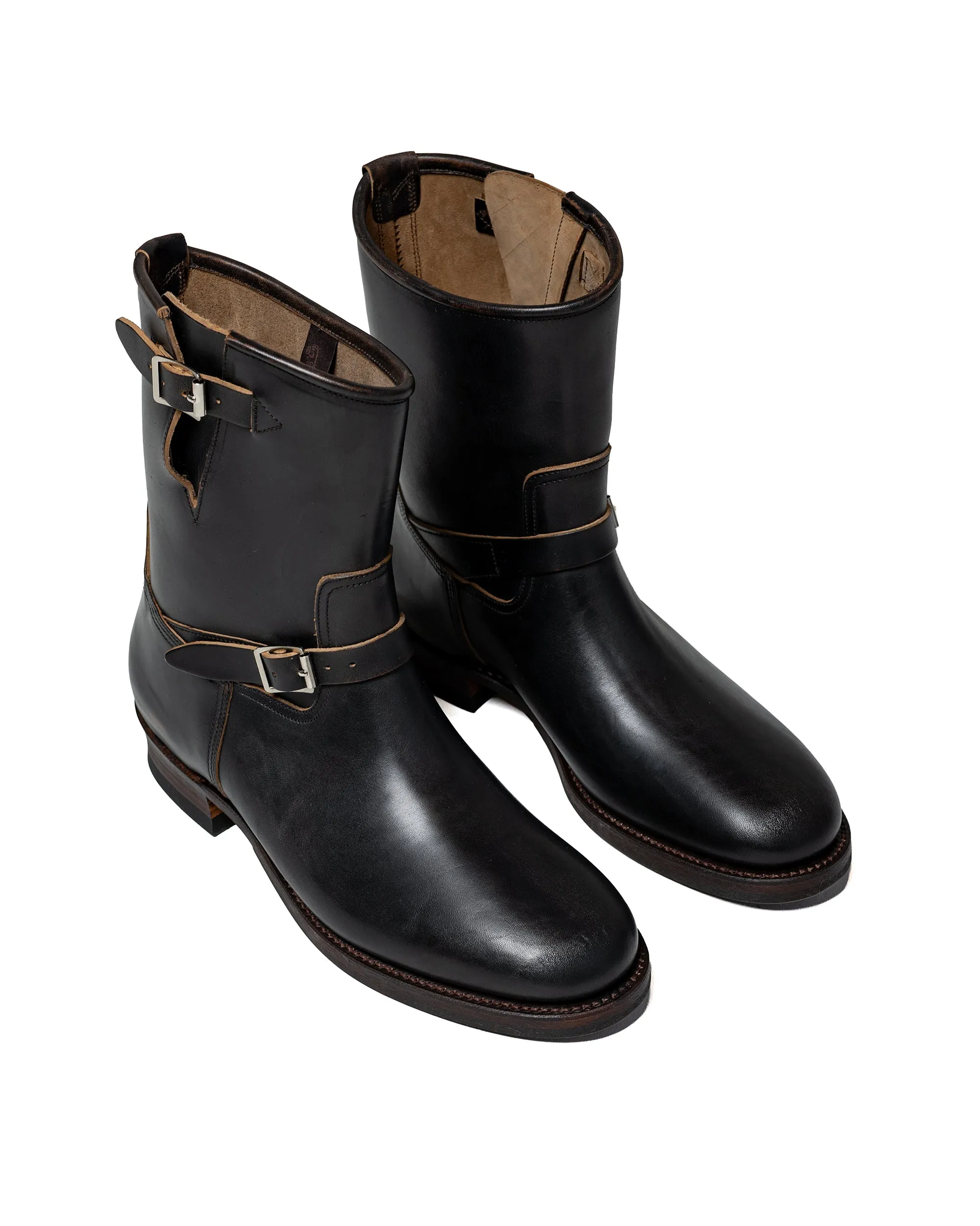 Old Joe 'The Engineer' Artisan Leather Engineer Boots Black Brown Horse Butt sold by Lost & Found product image thumbnail 2