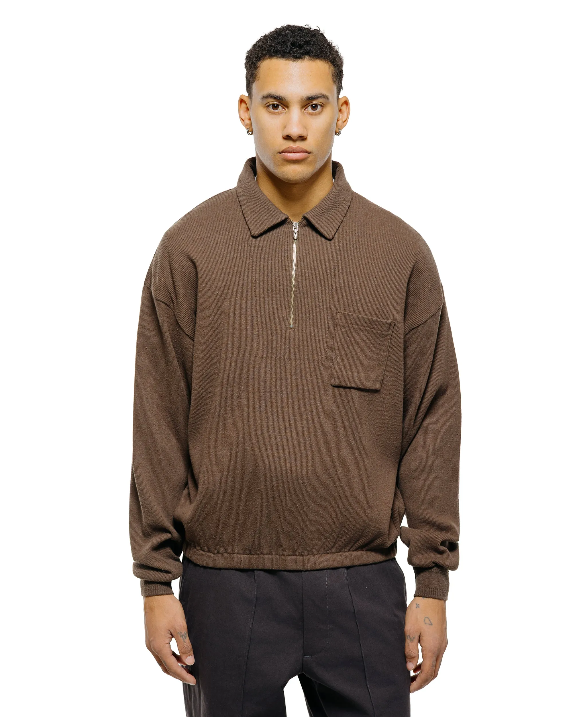 Old Joe Quater Zip Silk Nep Ripped Shirt Bark sold by Lost & Found product image thumbnail 2