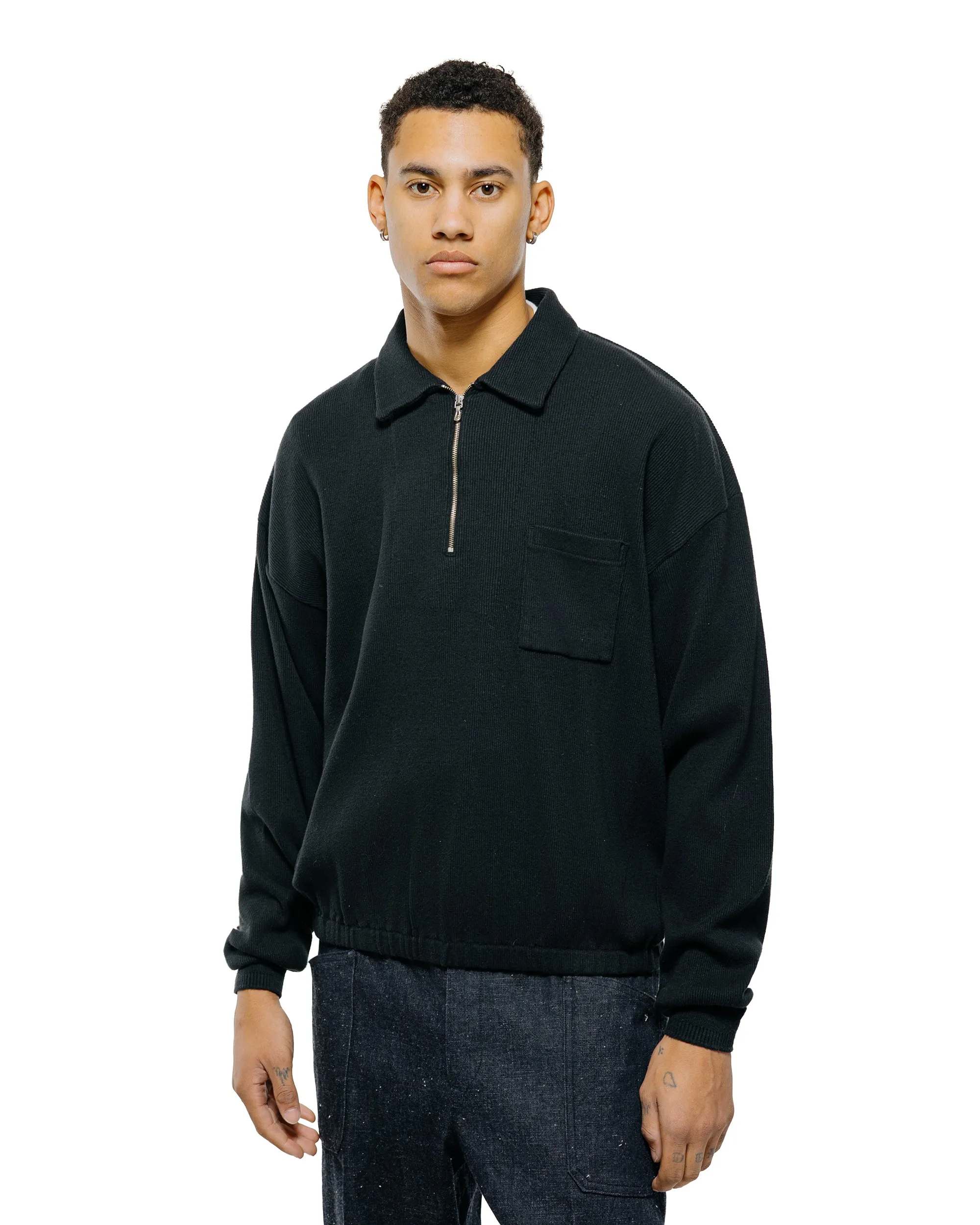 Old Joe Quater Zip Silk Nep Ripped Shirt Onyx sold by Lost & Found product image thumbnail 2