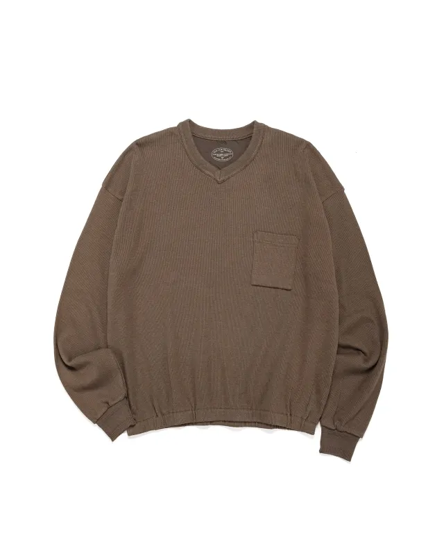 Old Joe V-Neck Silk Nep Ribed Tops Bark sold by Lost & Found