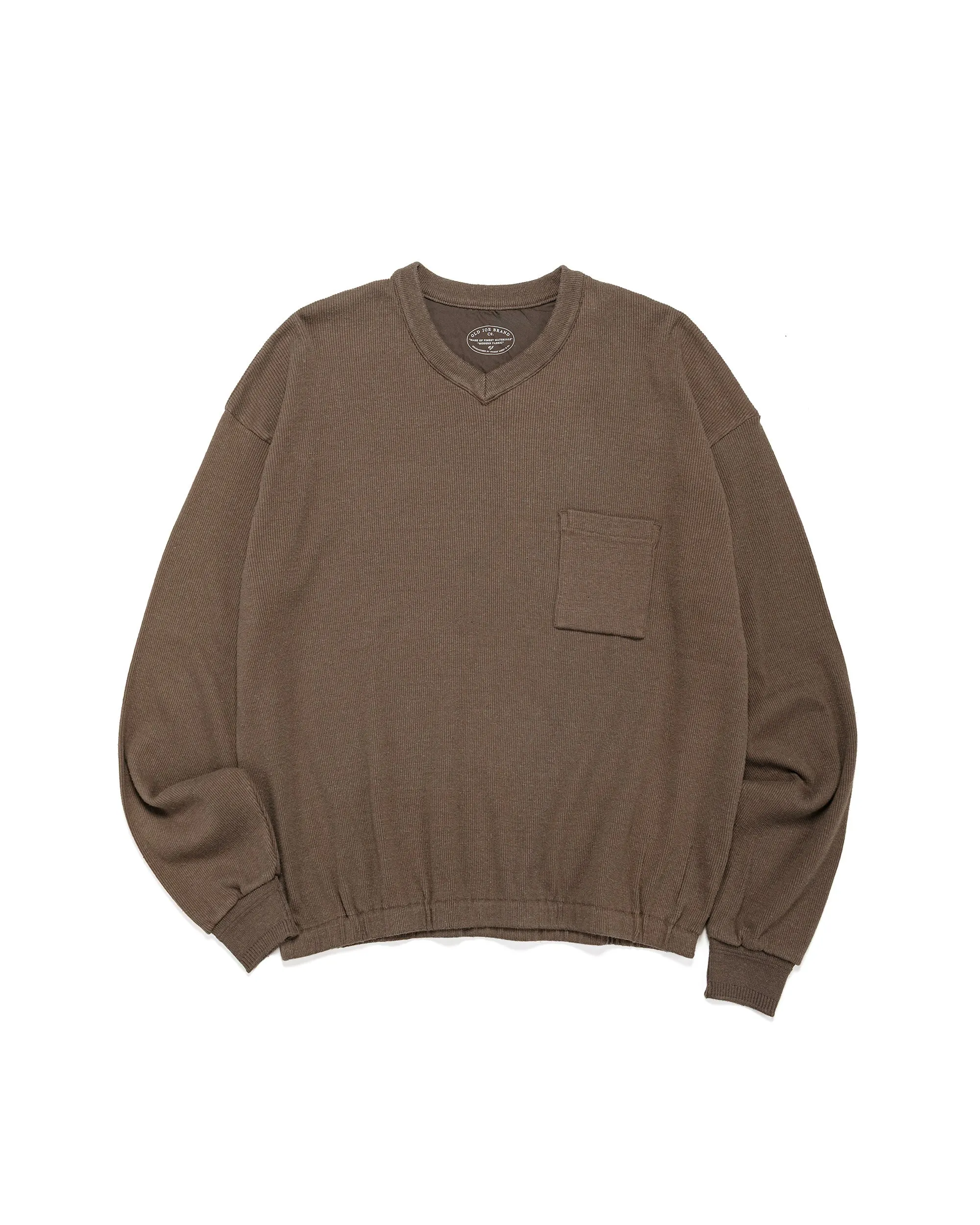 Old Joe V-Neck Silk Nep Ribed Tops Bark sold by Lost & Found