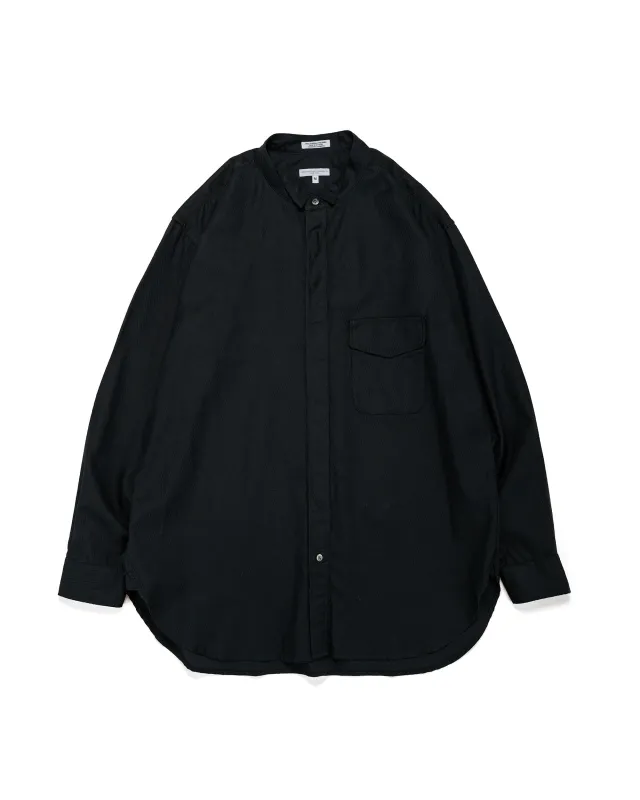 Engineered Garments Wing Collar Shirt Black Cotton Diagonal Dobby Stripe sold by Lost & Found