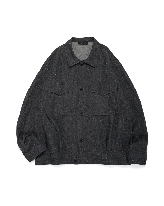 Wanze Cyclist Shirt Jacket Cotton Silk Chambray Black sold by Lost & Found