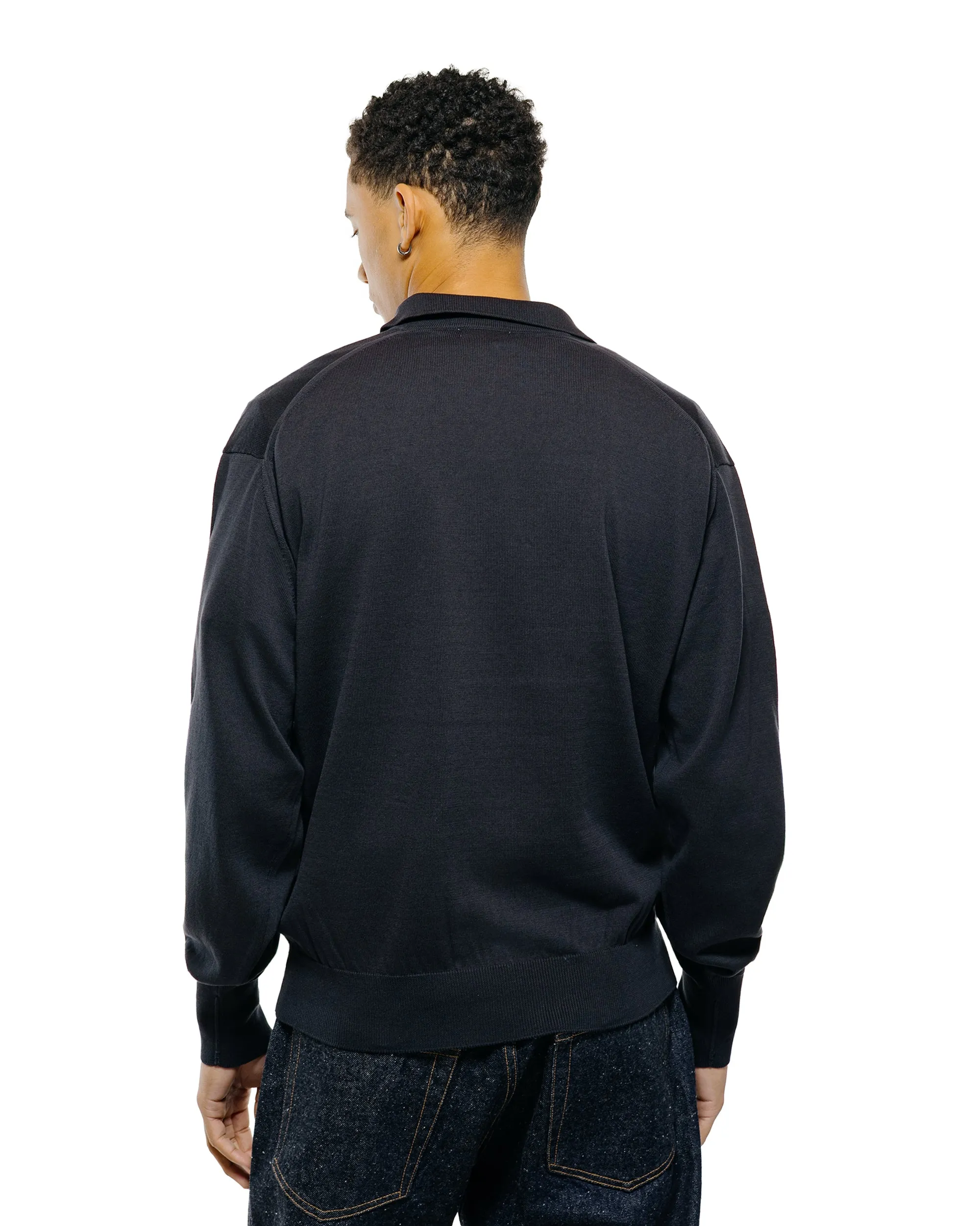 KAPTAIN SUNSHINE Cotton Knit Skipper Shirt Dark Navy sold by Lost & Found product image thumbnail 3