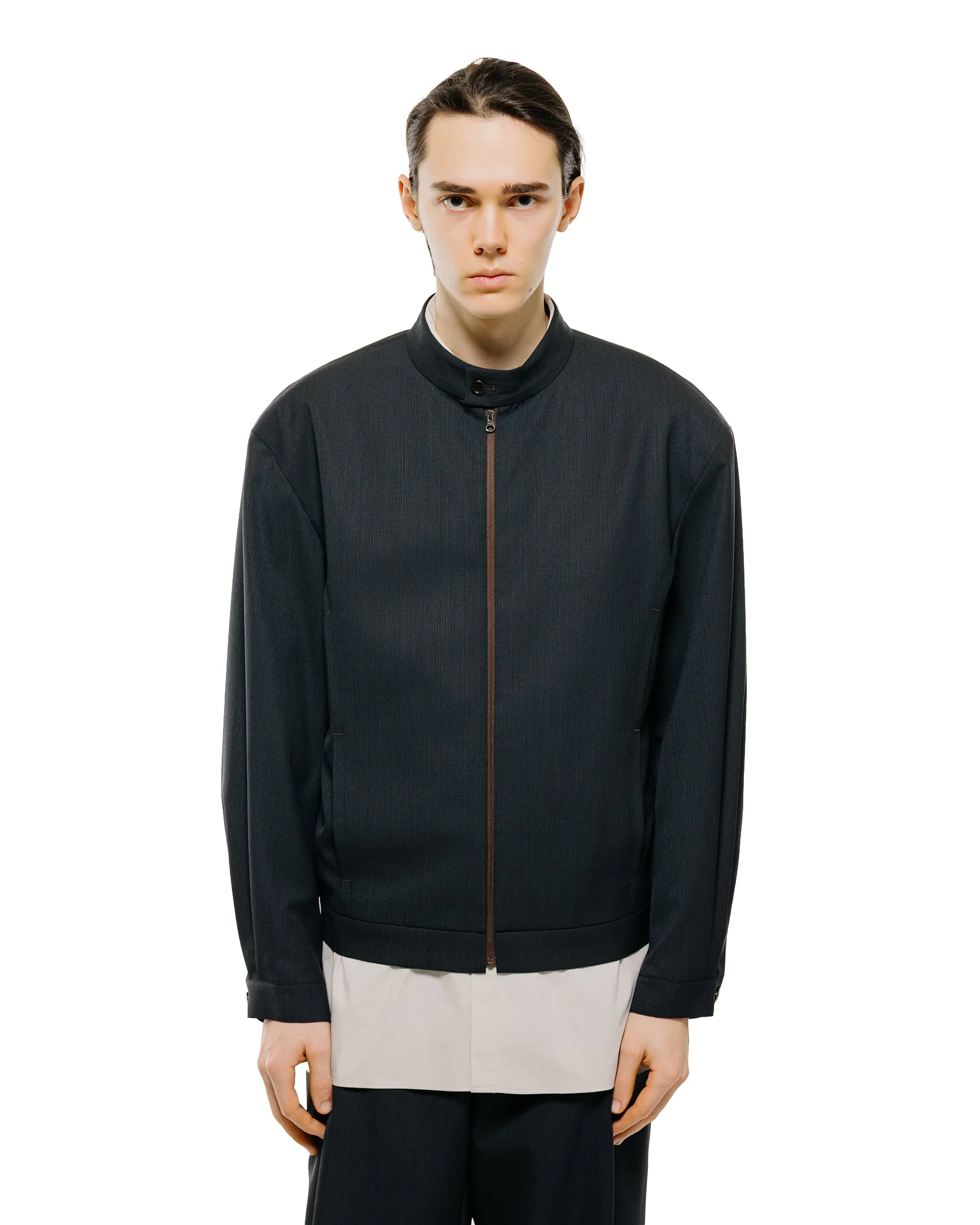 Amomento Wool Stripe Zip-Up Jumper Black sold by Lost & Found product image thumbnail 2