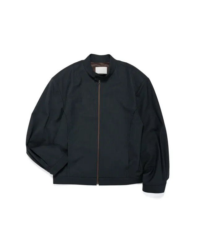 Amomento Wool Stripe Zip-Up Jumper Black made by Amomento