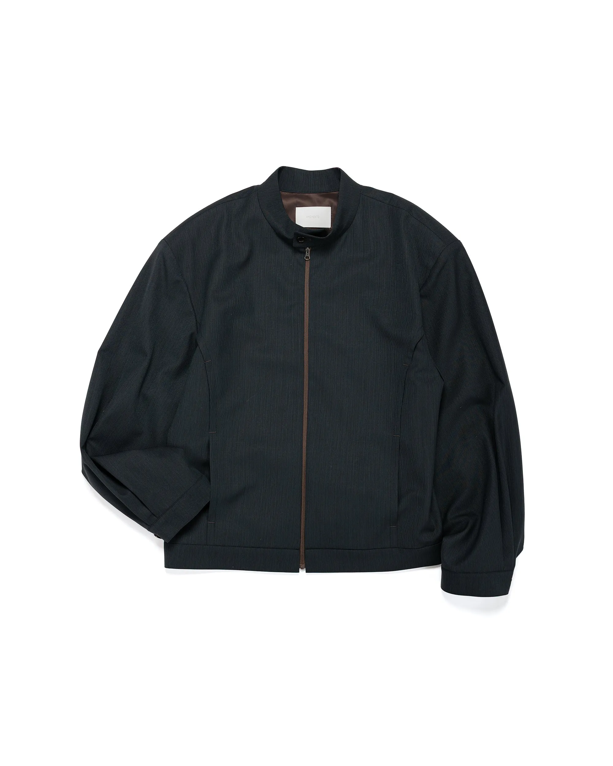 Amomento Wool Stripe Zip-Up Jumper Black sold by Lost & Found